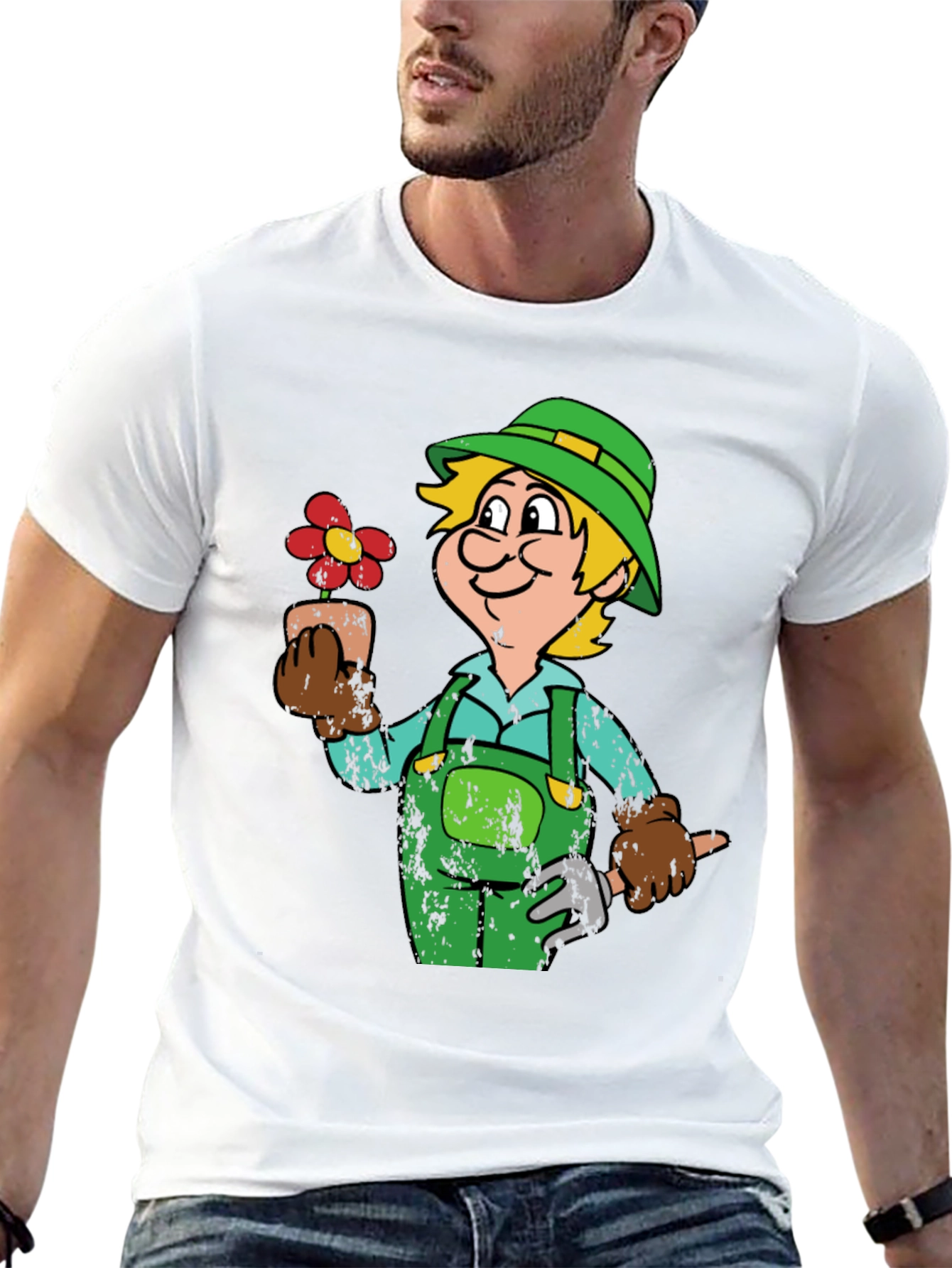 Gardener Cartoon Graphic T-Shirt