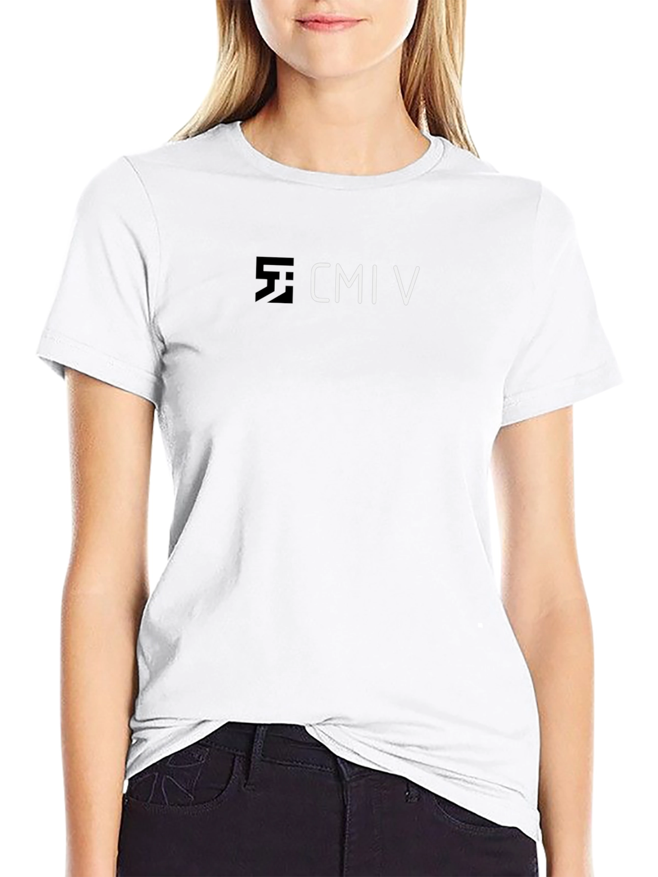 CMI V Black Graphic Tee - Modern Design