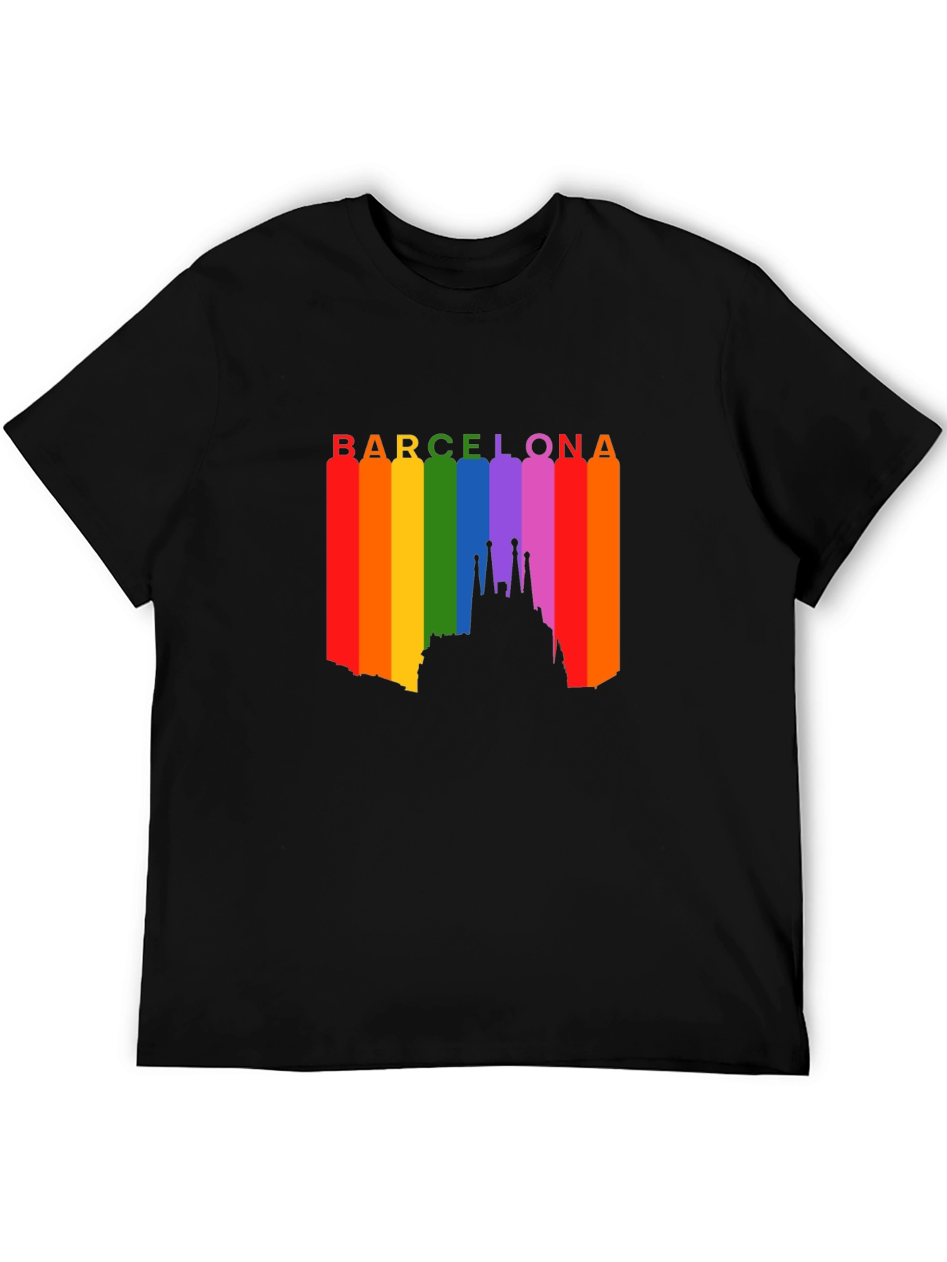 Barcelona Pride T-Shirt - Rainbow Skyline Design
