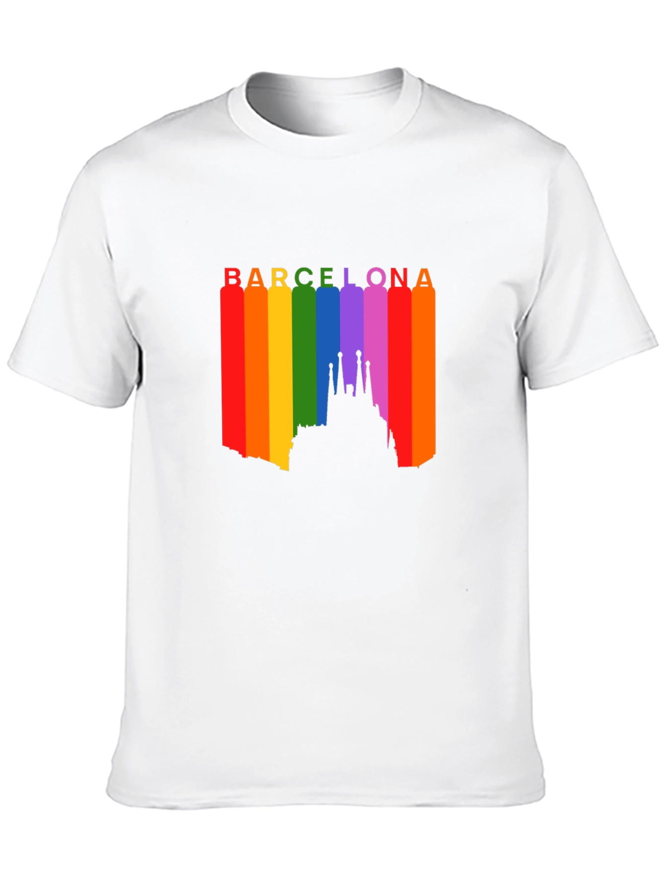 Barcelona Pride T-Shirt - Rainbow Skyline Design