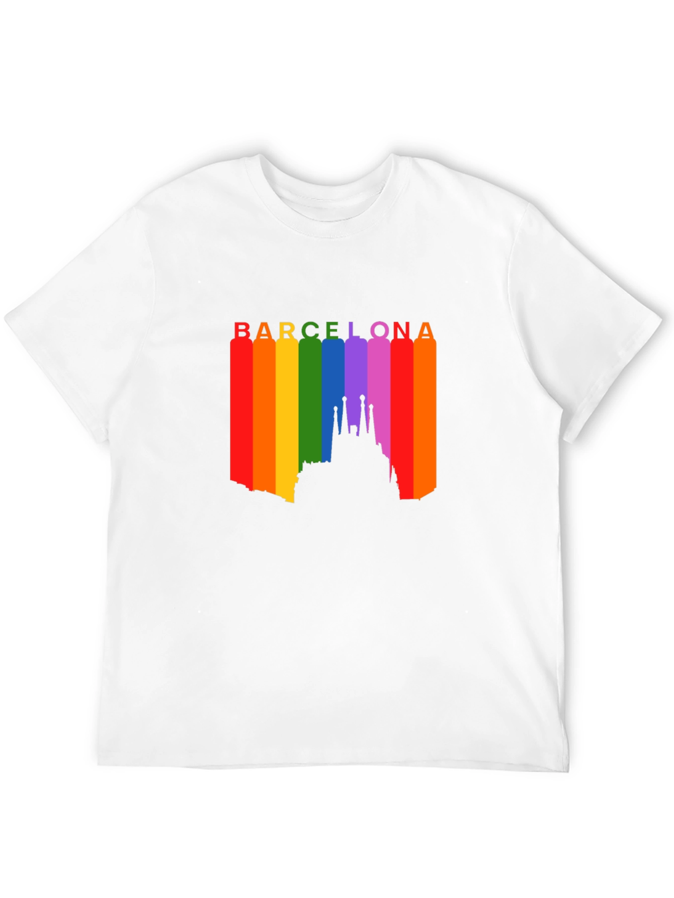 Barcelona Pride T-Shirt - Rainbow Skyline Design