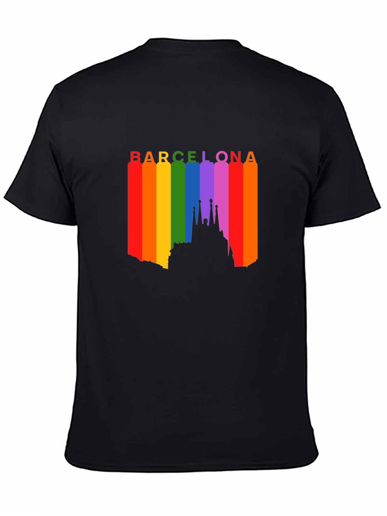 Barcelona Pride T-Shirt - Rainbow Skyline Design