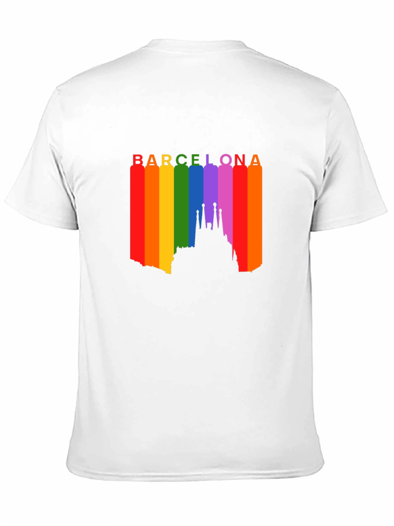 Barcelona Pride T-Shirt - Rainbow Skyline Design