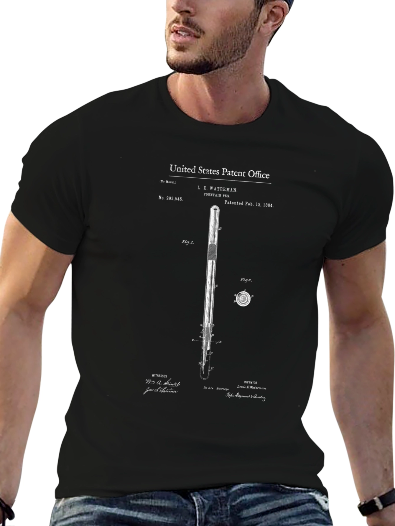 Patent Print T-Shirt - Fountain Pen Design