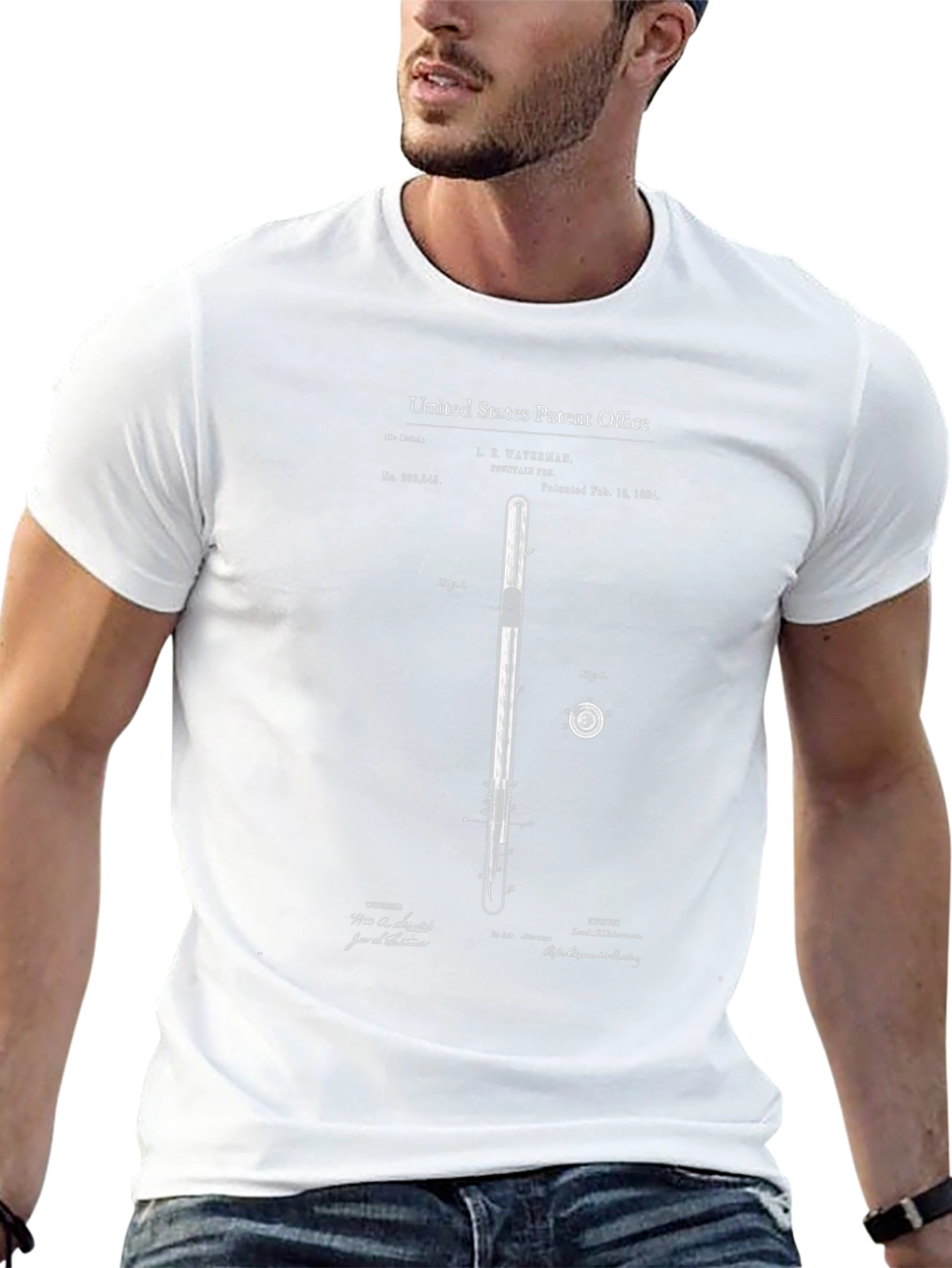Patent Print T-Shirt - Fountain Pen Design