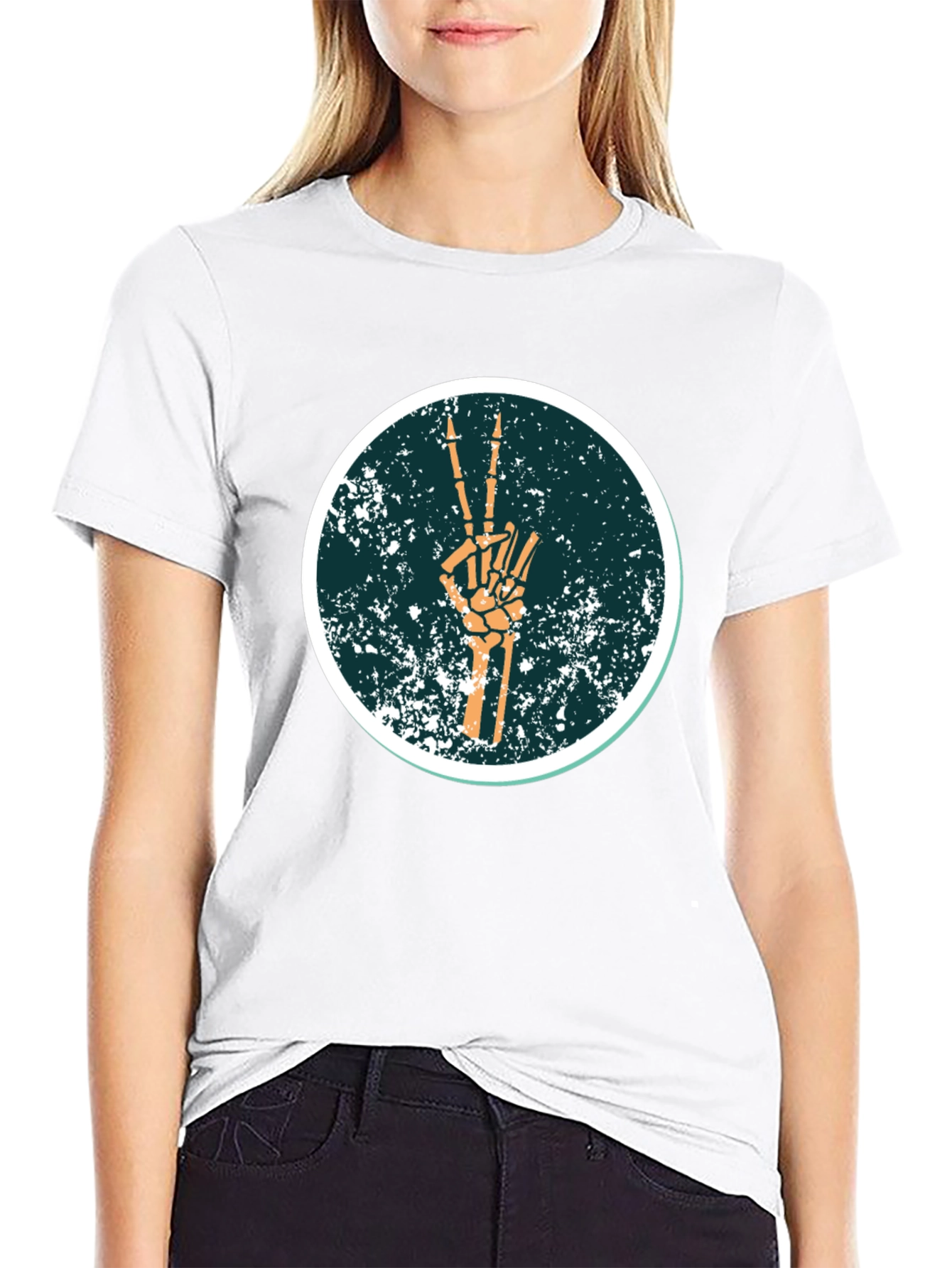 Peace Sign Skeleton Hand T-Shirt