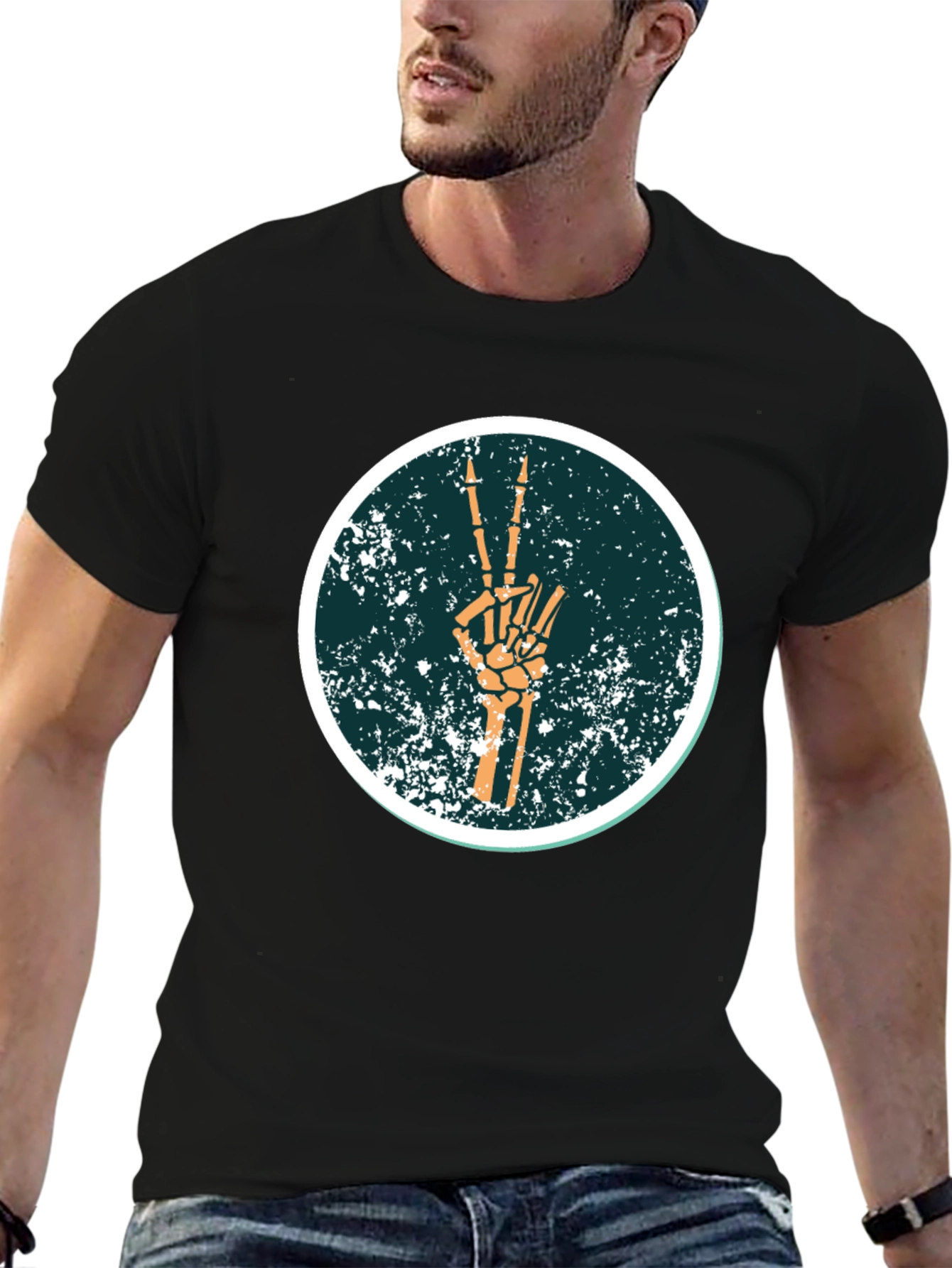 Peace Sign Skeleton Hand T-Shirt