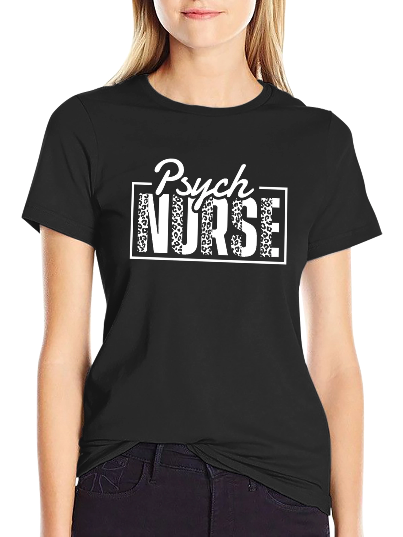Psych Nurse Leopard Print Graphic T-Shirt