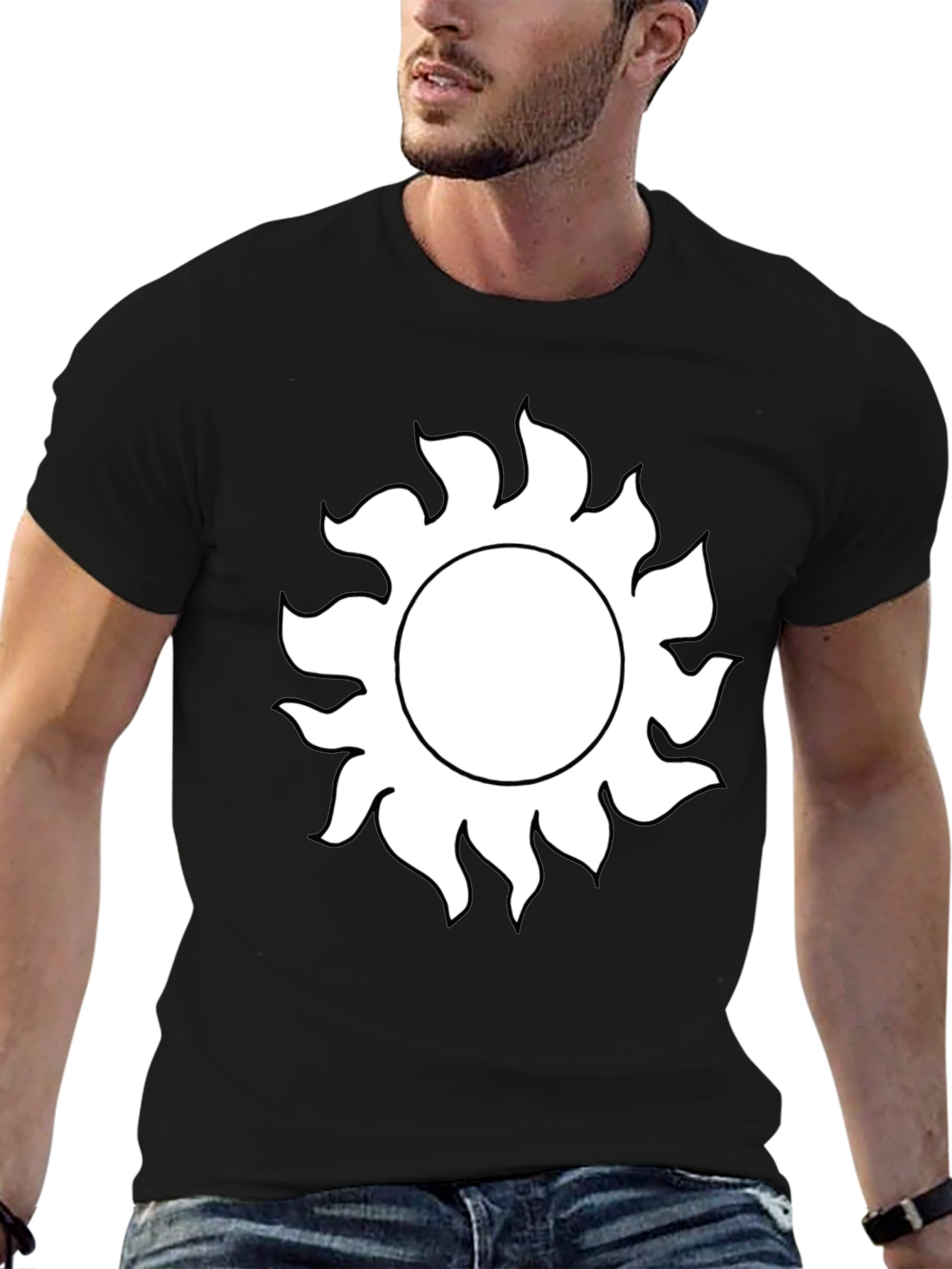 Sun Graphic Tee - Bold Black Cotton T-Shirt