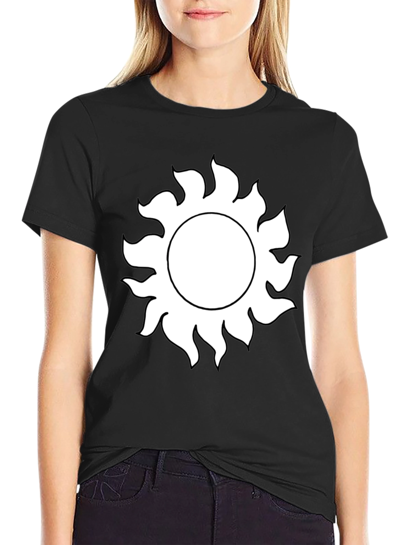 Sun Graphic Tee - Bold Black Cotton T-Shirt