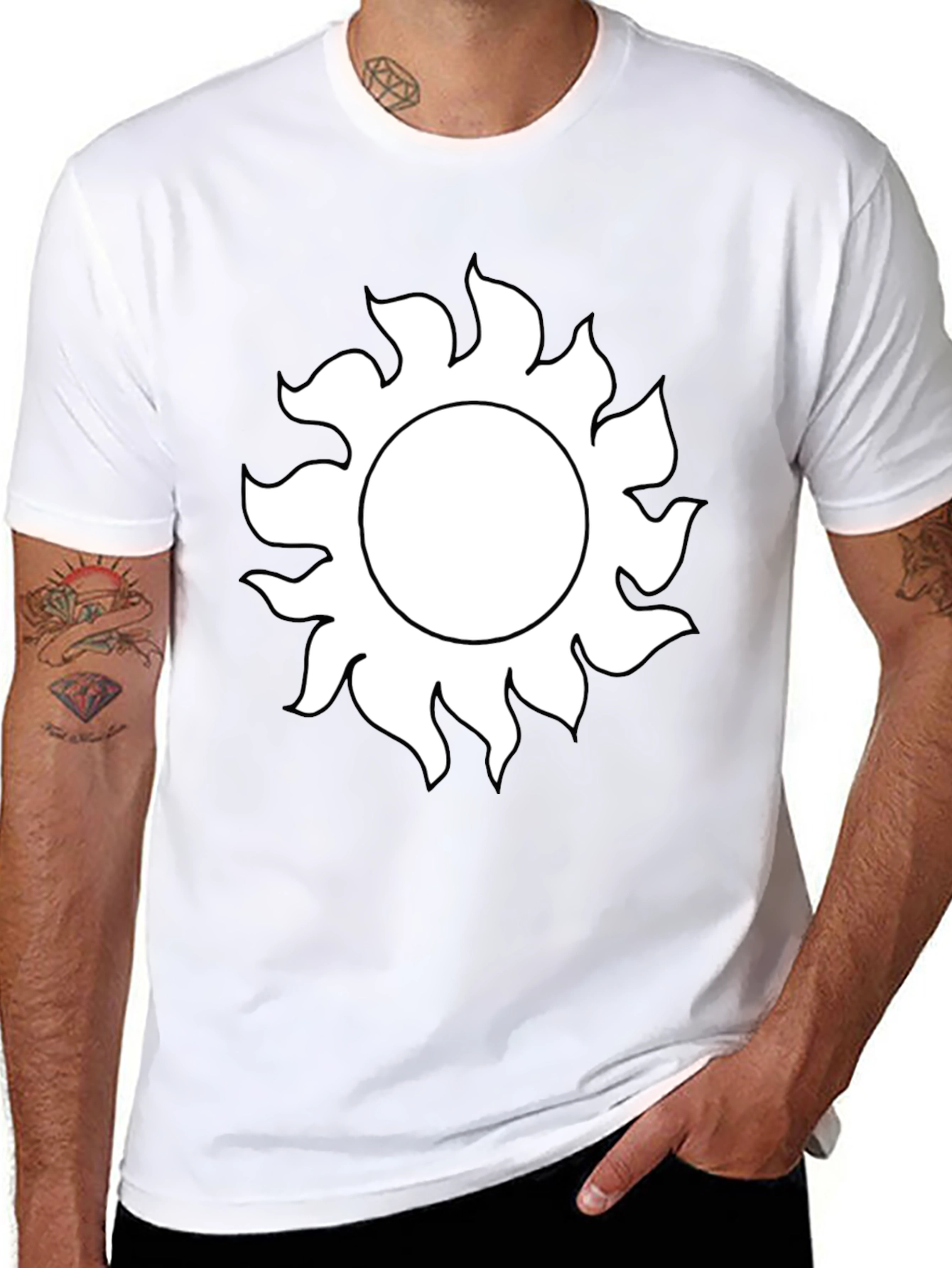 Sun Graphic Tee - Bold Black Cotton T-Shirt