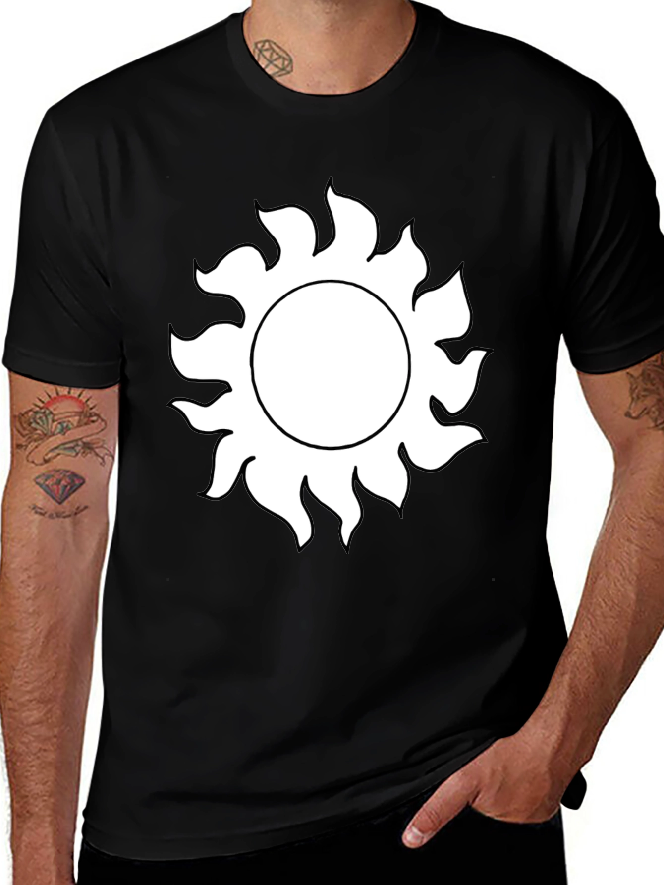Sun Graphic Tee - Bold Black Cotton T-Shirt