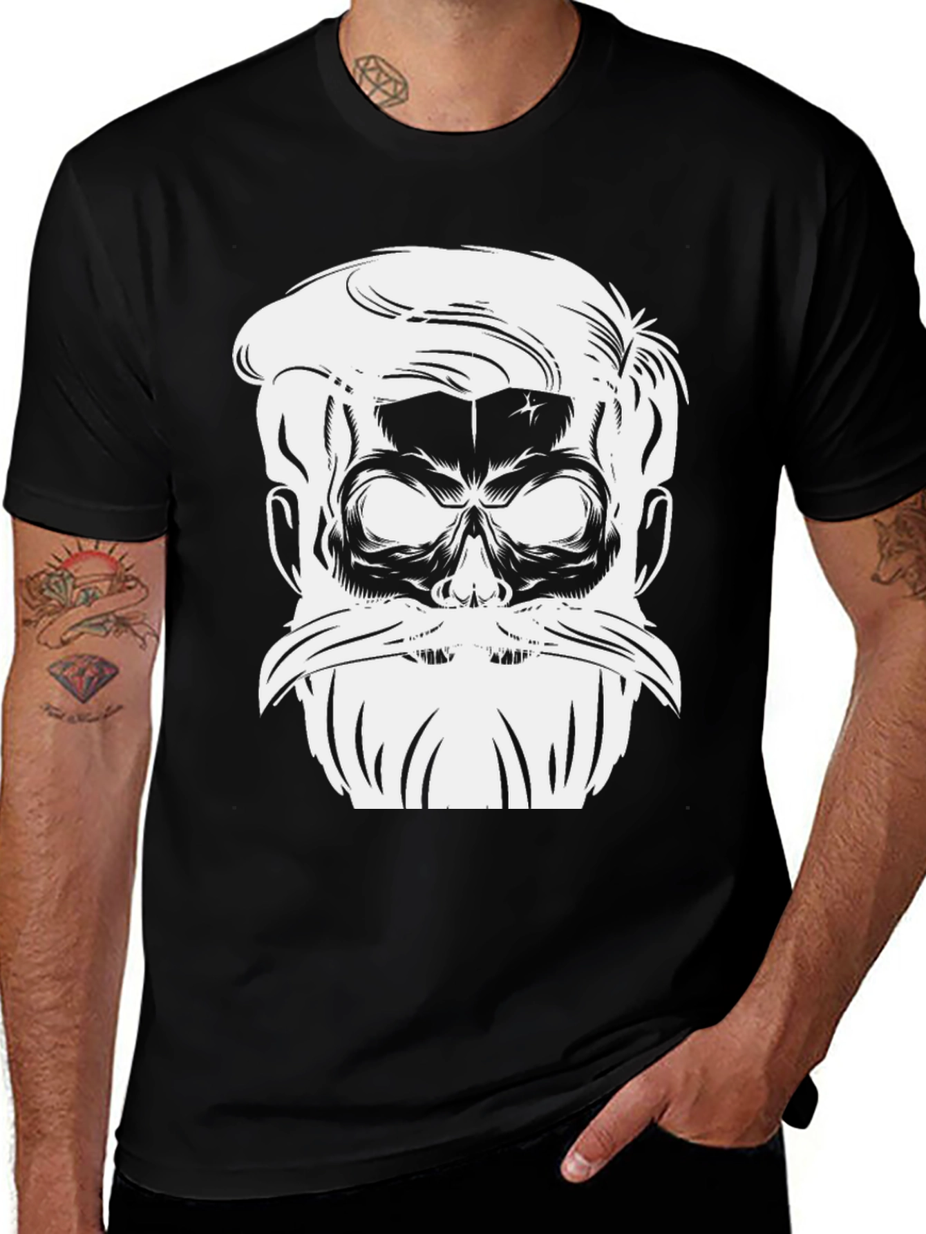 Skull Beard Graphic Tee - Mens Black T-Shirt