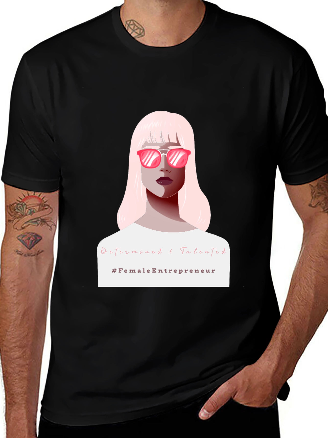 Determined Female Entrepreneur Black T-Shirt