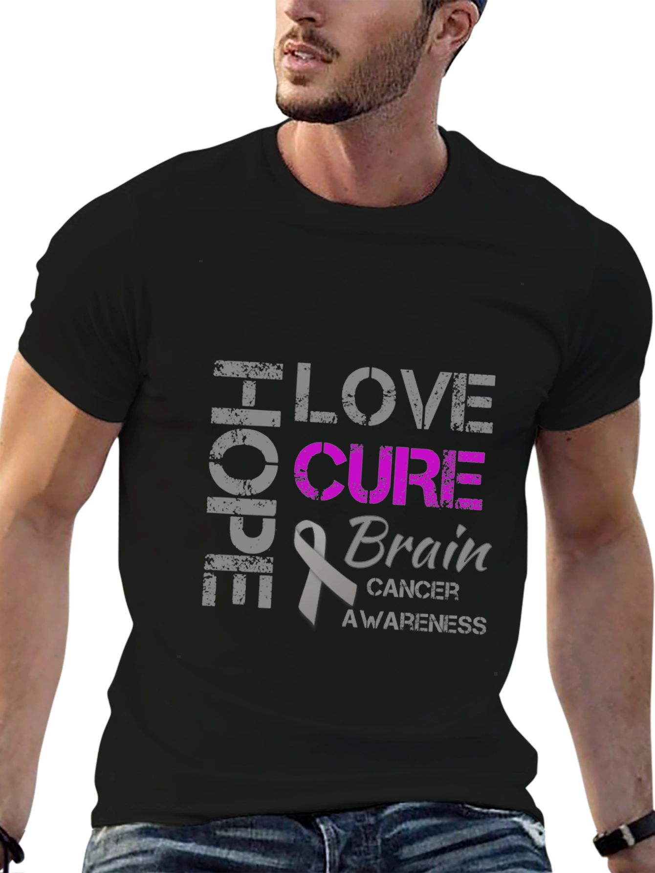 Brain Cancer Awareness T-Shirt - Hope Love Cure