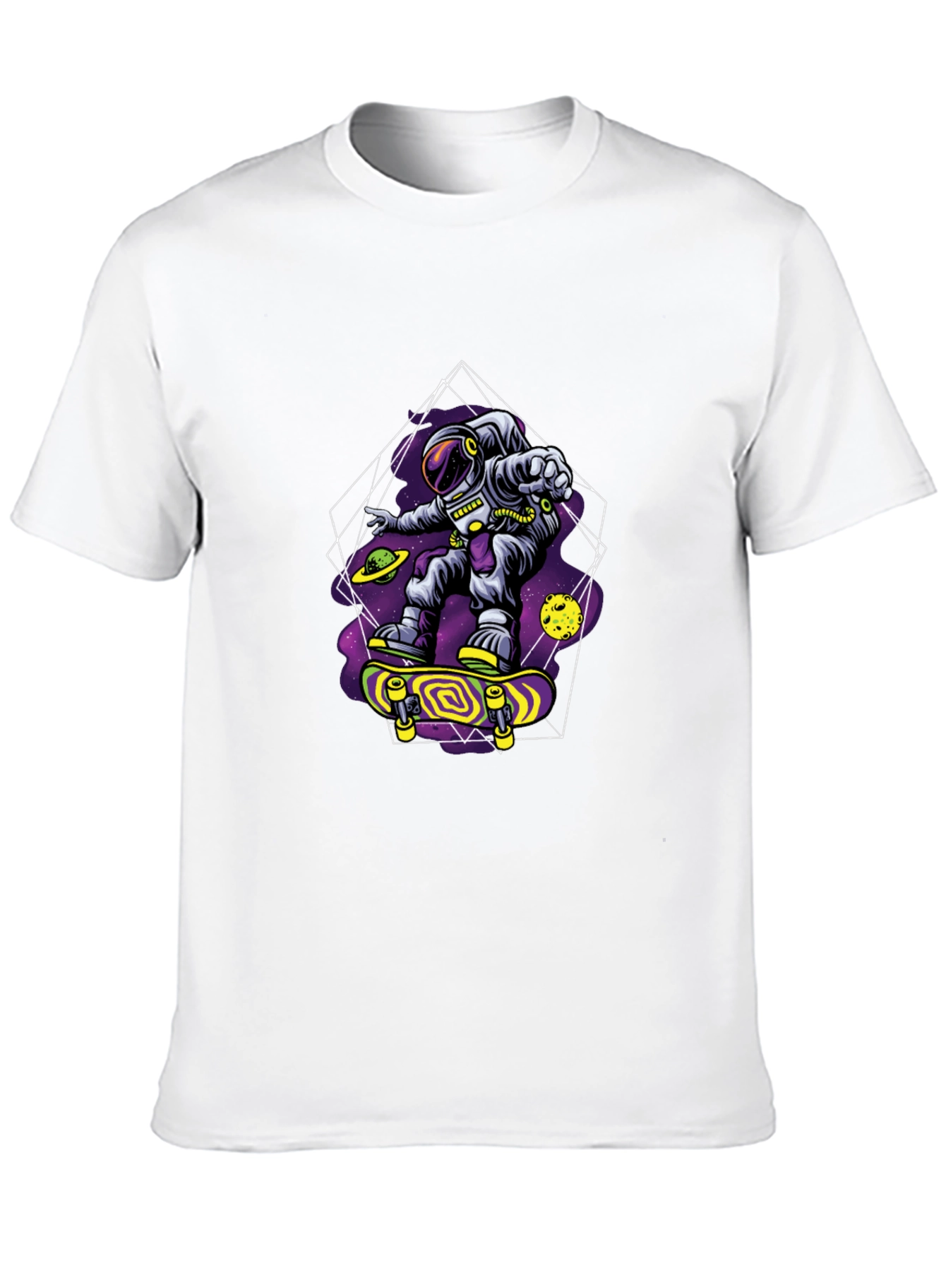 Astronaut Skateboarder Graphic Tee - Space Skateboarding T-Shirt