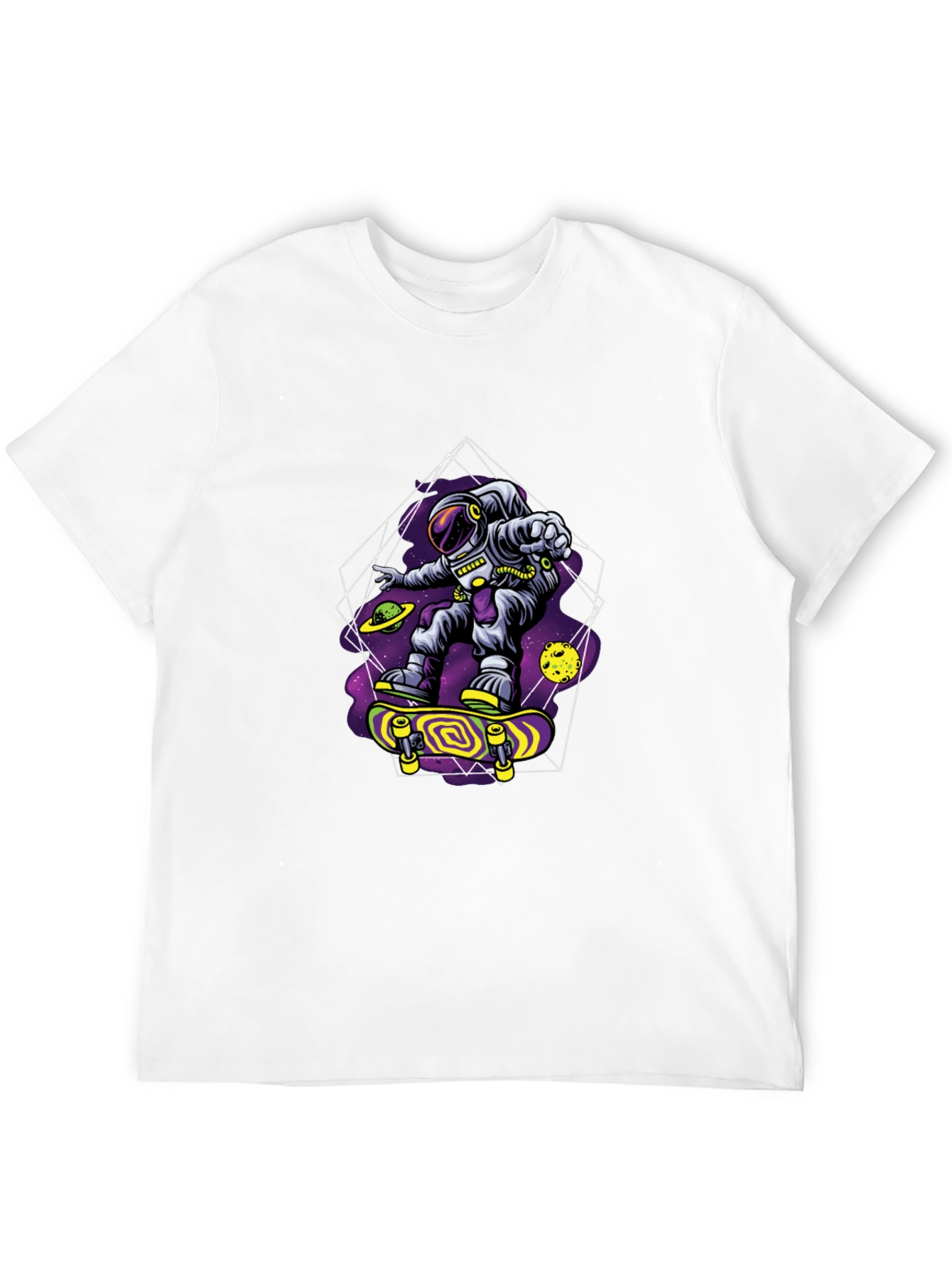 Astronaut Skateboarder Graphic Tee - Space Skateboarding T-Shirt
