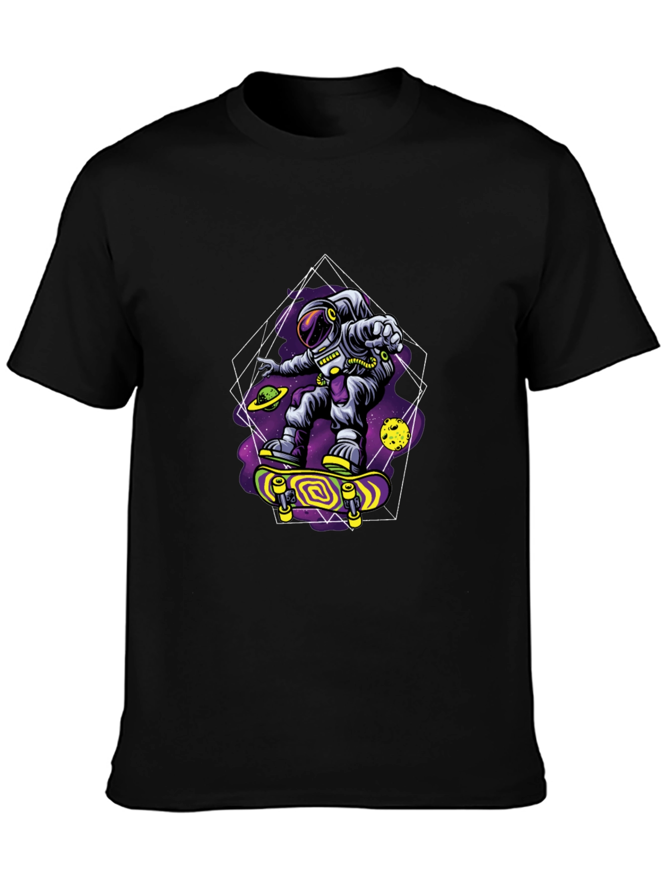 Astronaut Skateboarder Graphic Tee - Space Skateboarding T-Shirt