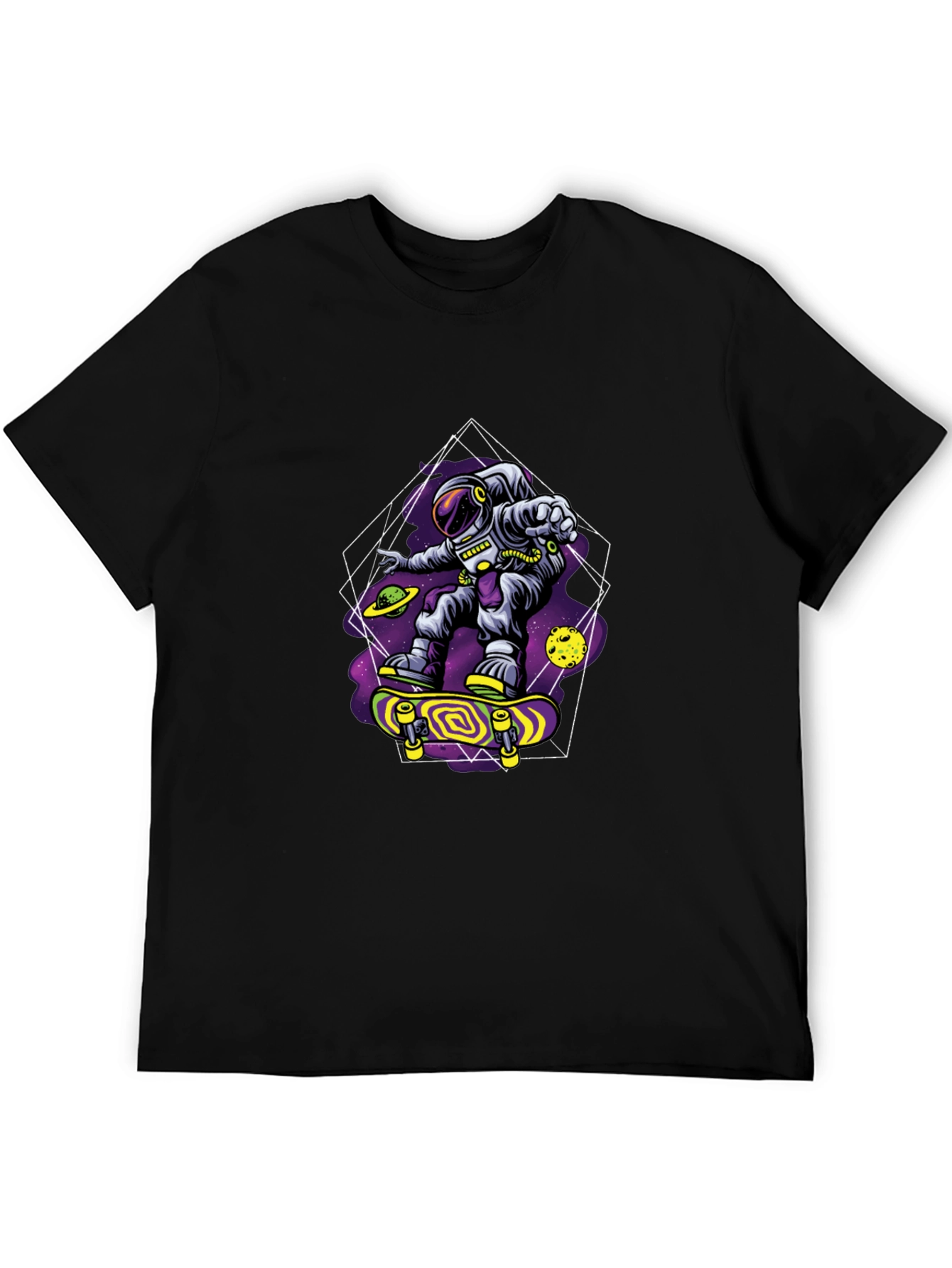 Astronaut Skateboarder Graphic Tee - Space Skateboarding T-Shirt