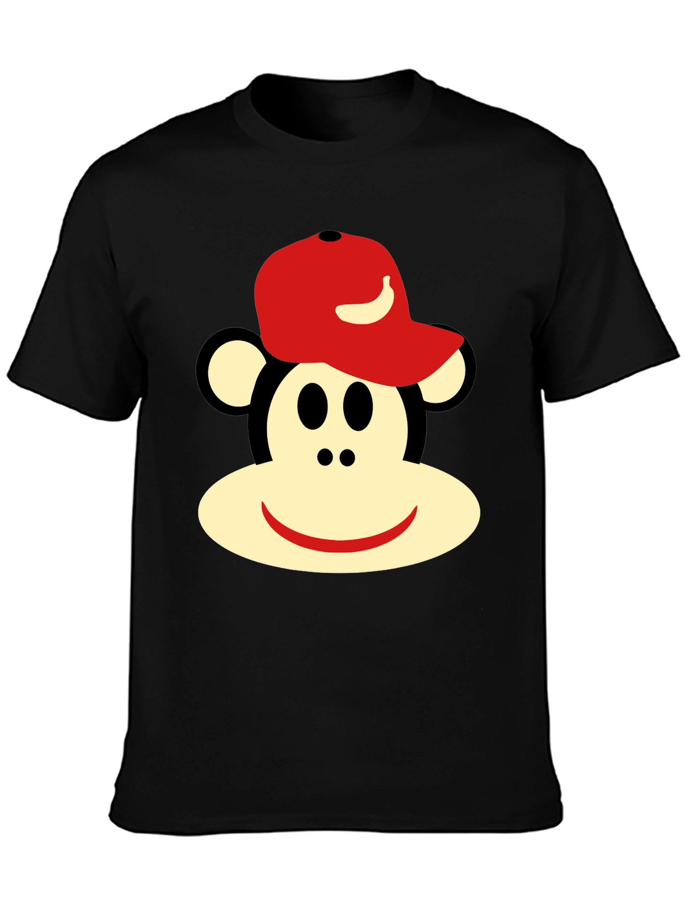 Monkey Face Graphic Tee - Casual Black T-Shirt