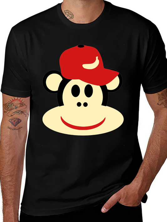 Monkey Face Graphic Tee - Casual Black T-Shirt