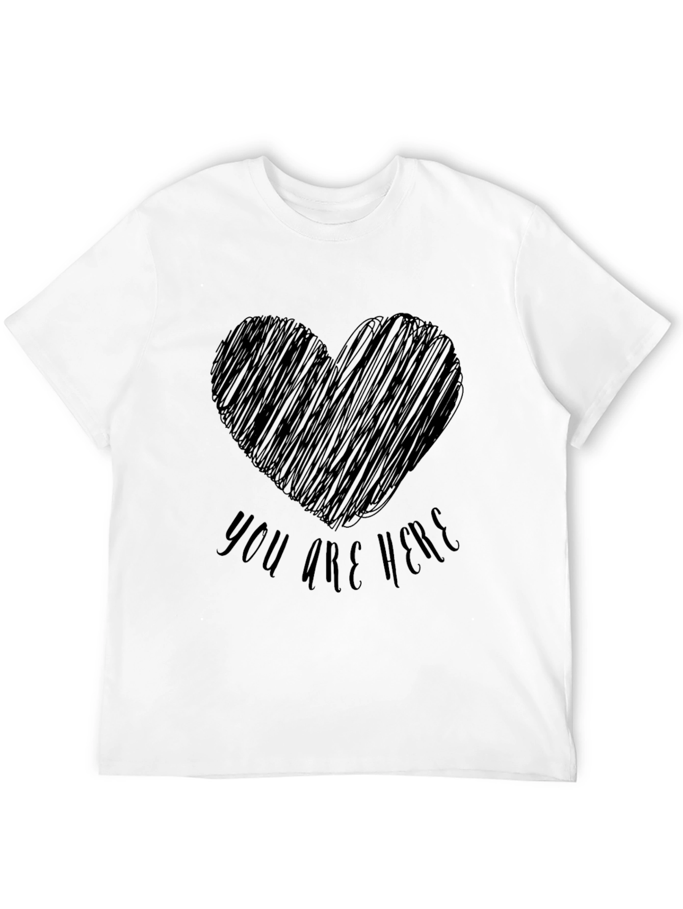 Heart Scribble You Are Here Graphic T-Shirt