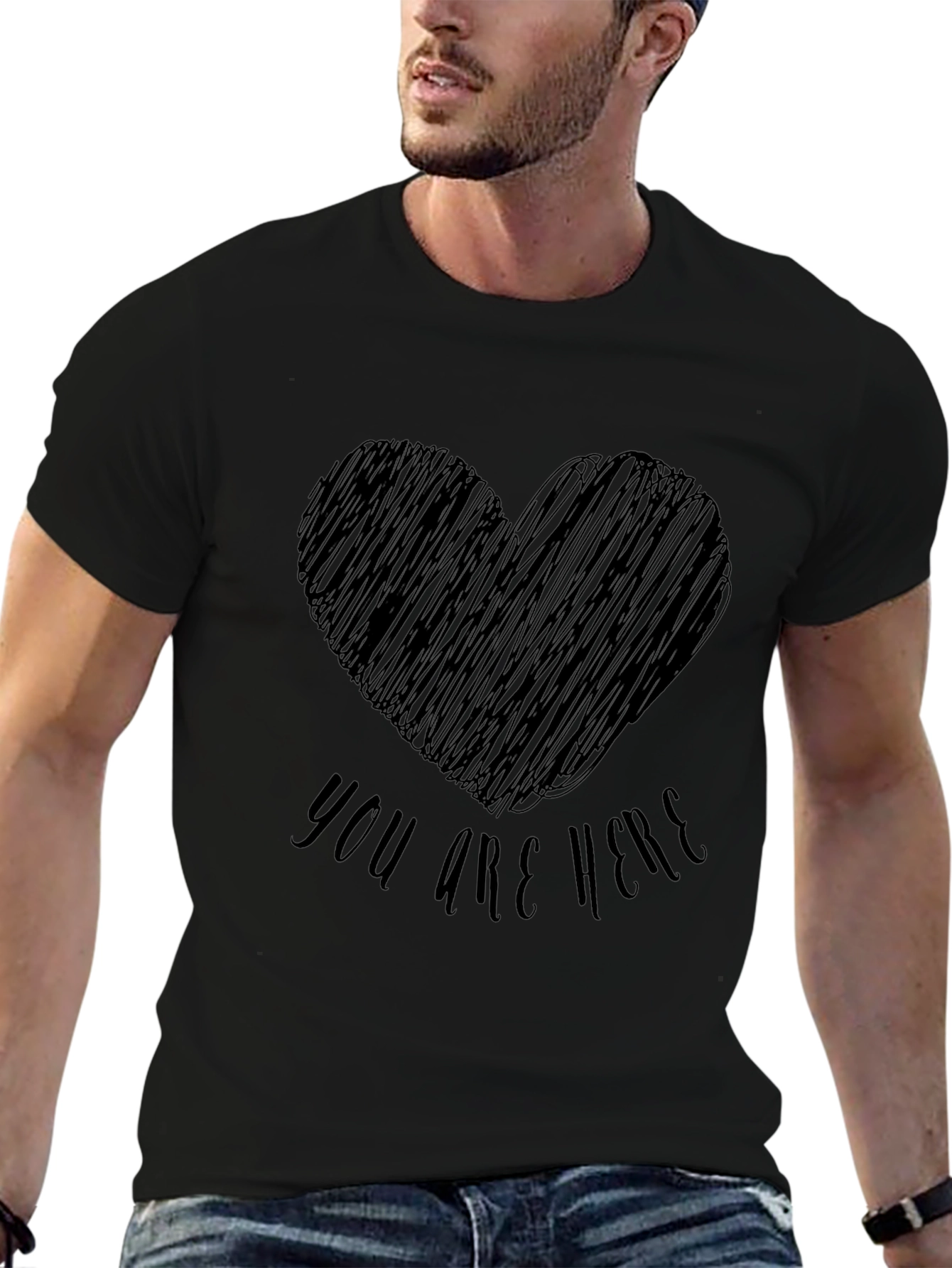 Heart Scribble You Are Here Graphic T-Shirt