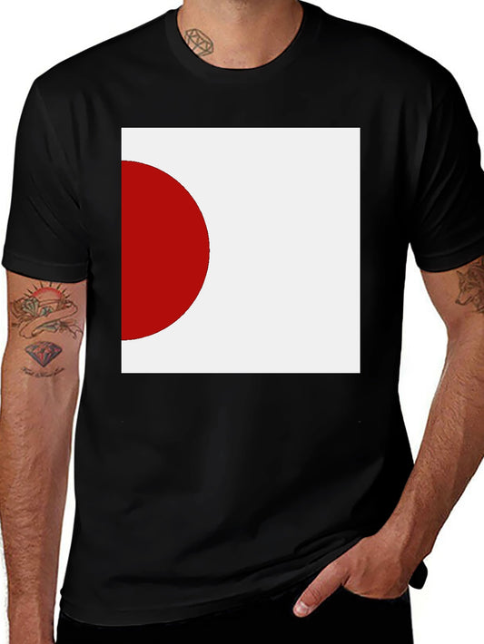 Minimalist Japan Flag Graphic Black T-Shirt