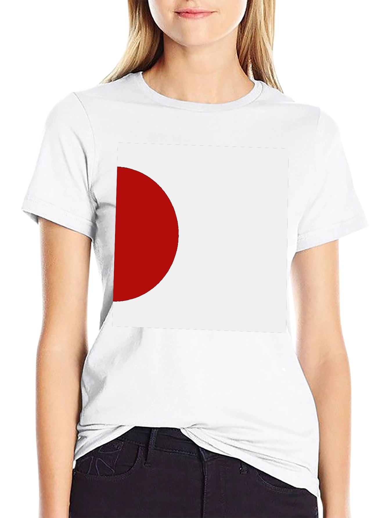 Minimalist Japan Flag Graphic Black T-Shirt