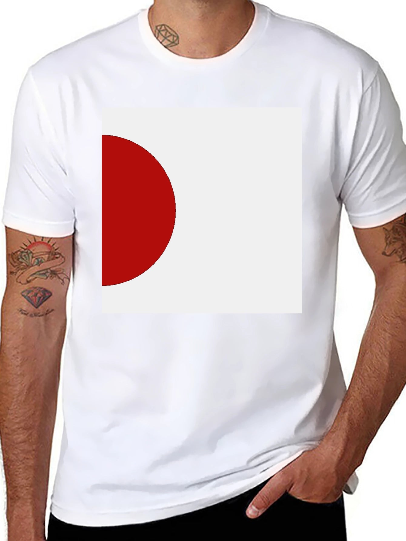 Minimalist Japan Flag Graphic Black T-Shirt