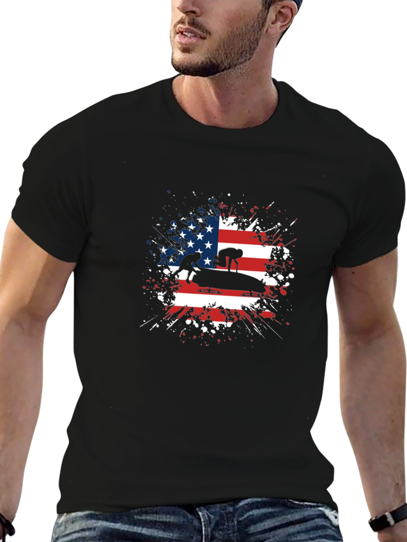Patriotic Bobsled Team USA Graphic T-Shirt