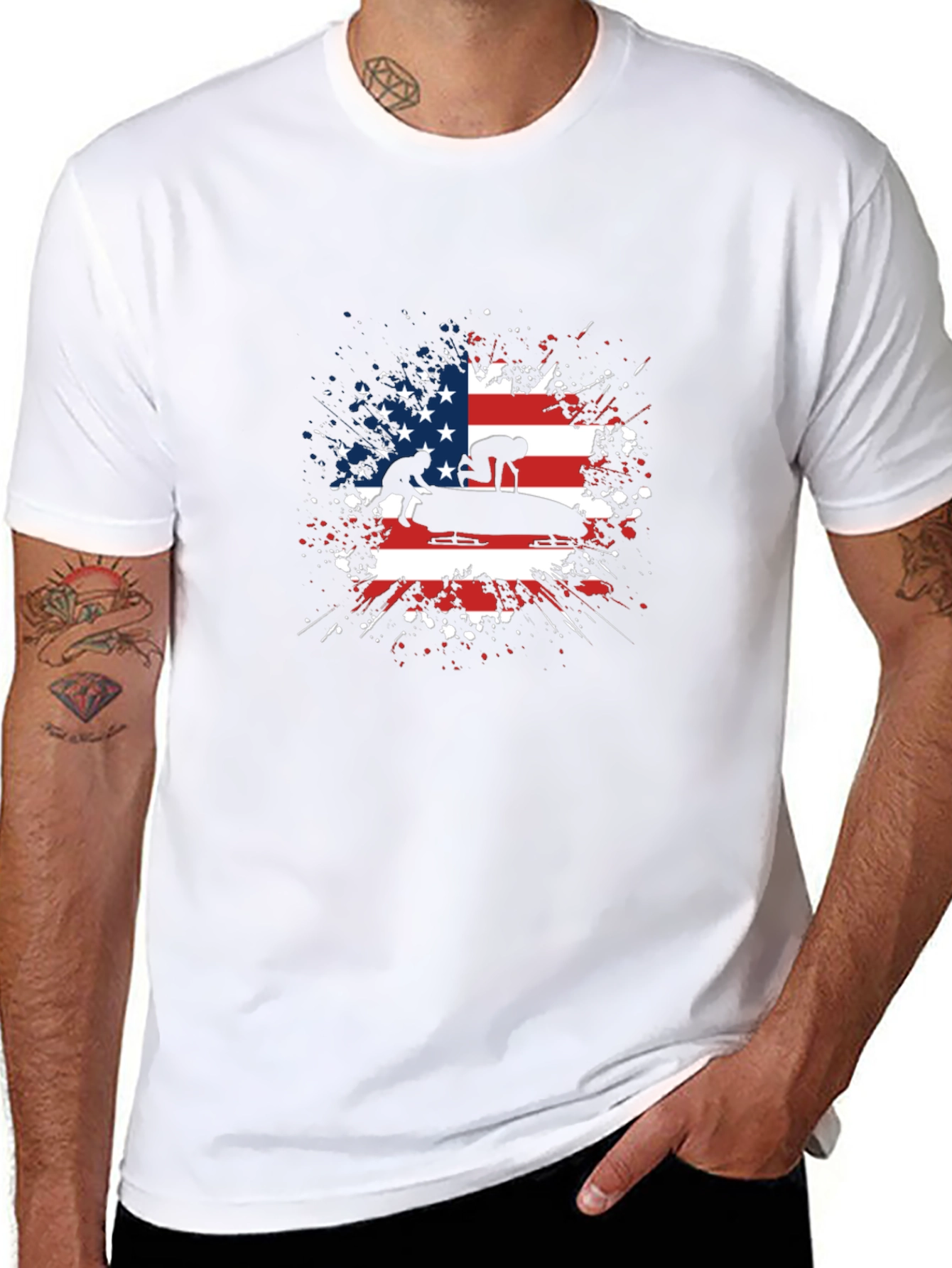 Patriotic Bobsled Team USA Graphic T-Shirt