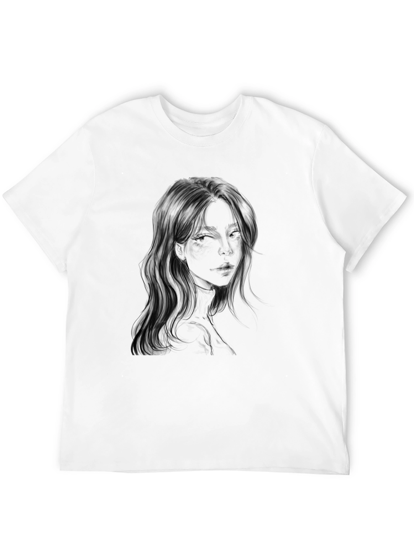 Woman Portrait Graphic Black T-Shirt