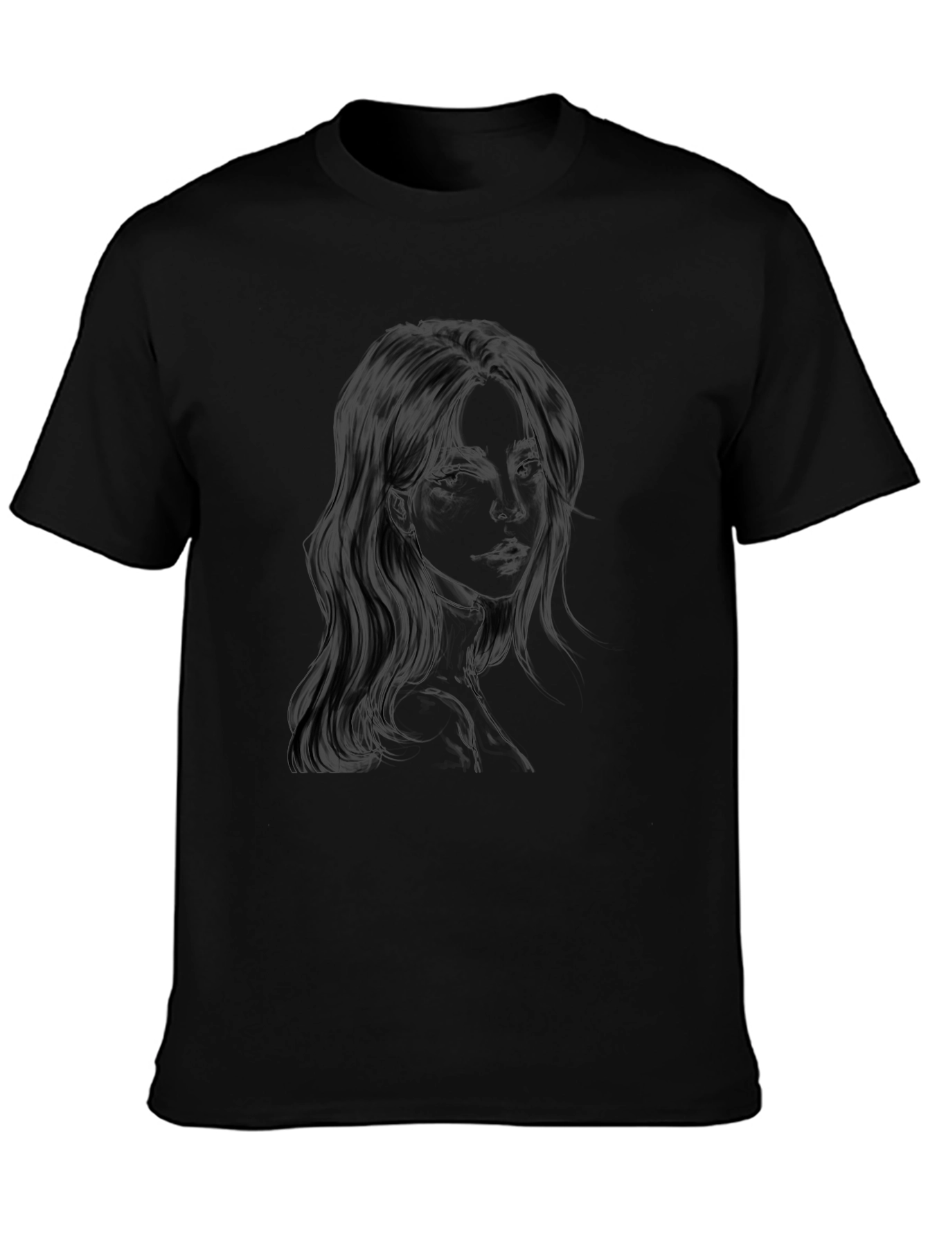 Woman Portrait Graphic Black T-Shirt