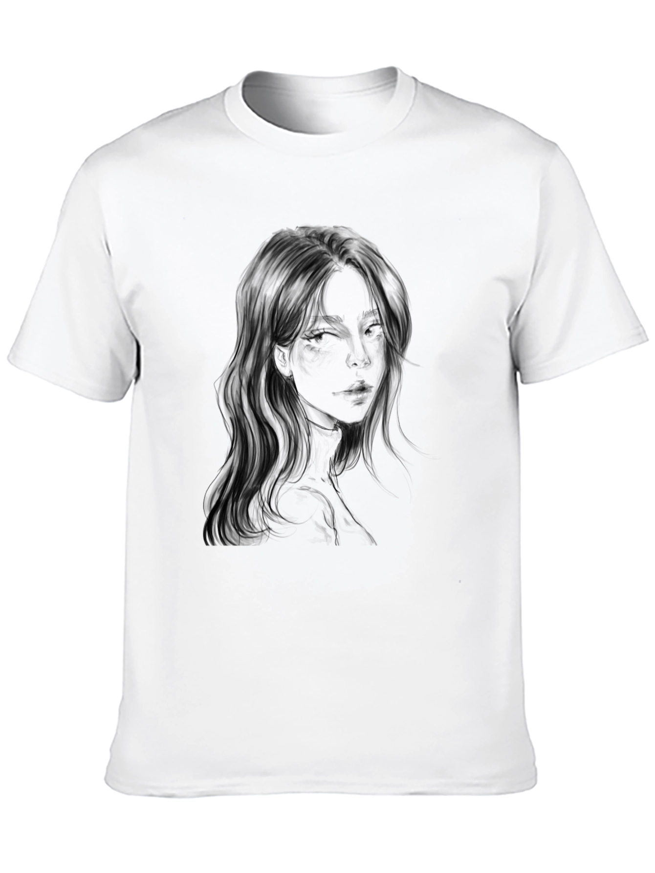 Woman Portrait Graphic Black T-Shirt