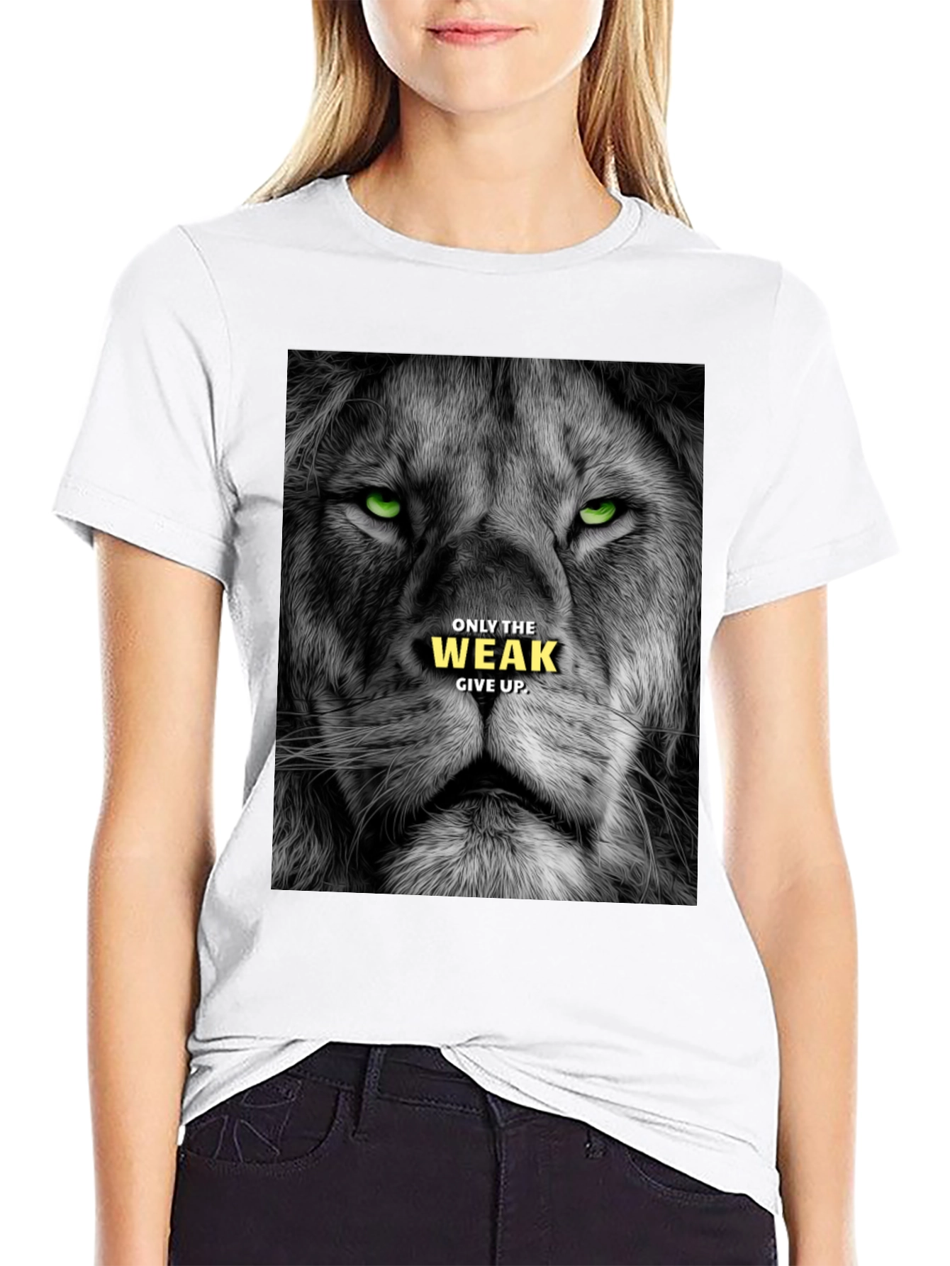 Lion Graphic Tee: Only The Weak Give Up