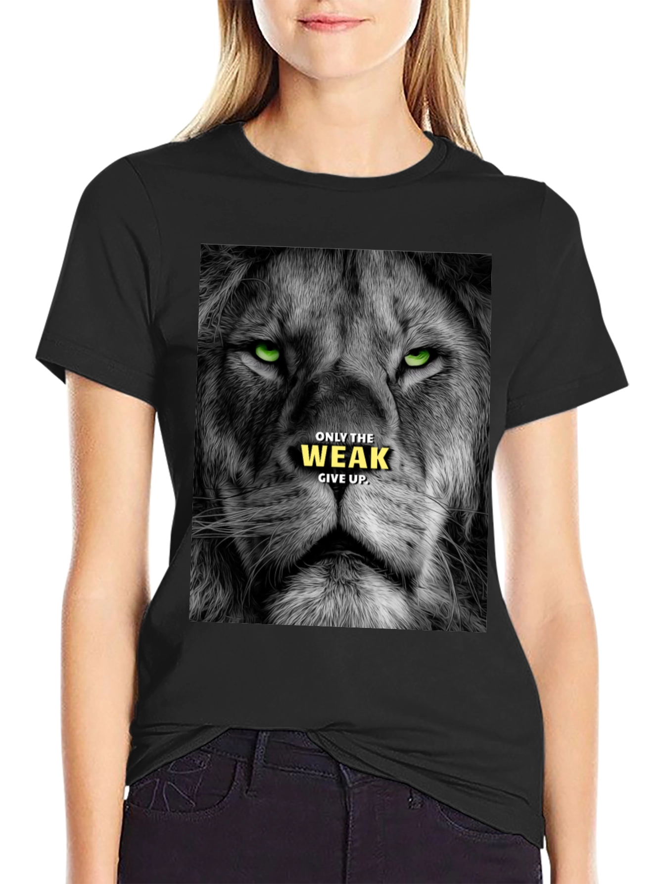 Lion Graphic Tee: Only The Weak Give Up