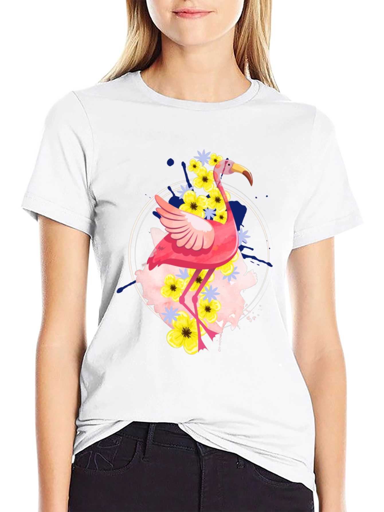Flamingo Floral Graphic Tee - Unique Design