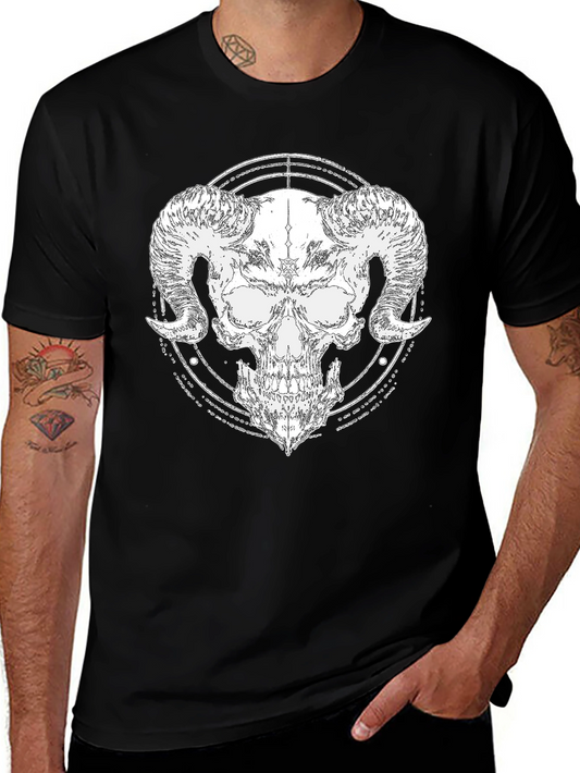 Skull Horn Graphic Black T-Shirt