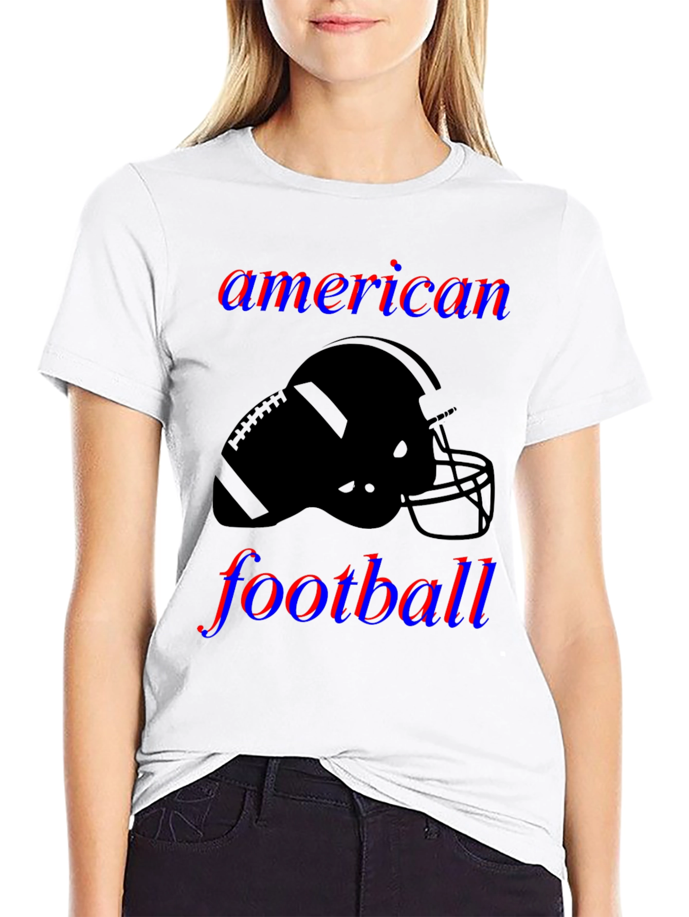 American Football Helmet Graphic Tee - Black Cotton