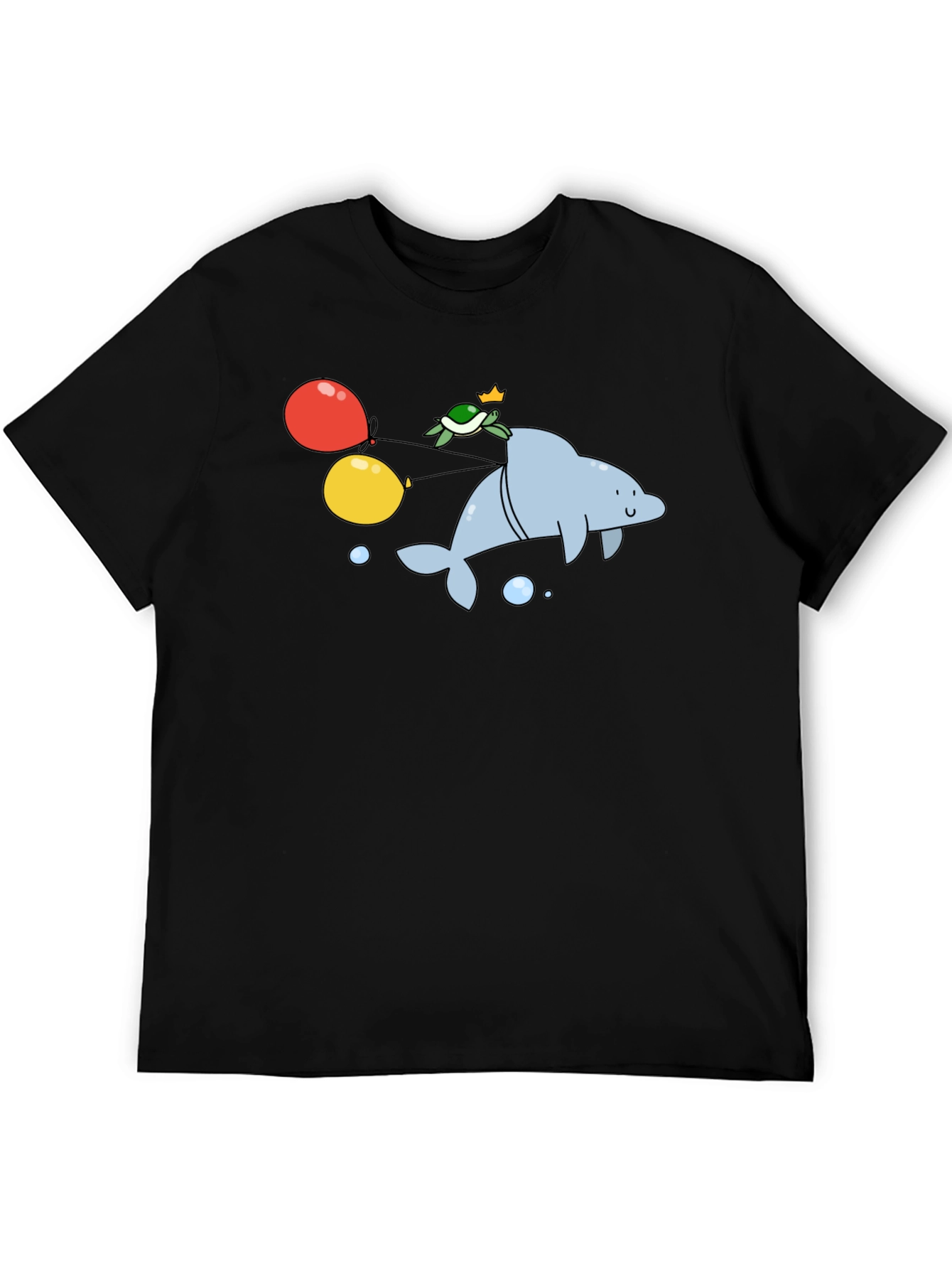 Dolphin & Turtle Graphic T-Shirt - Fun Cartoon Print