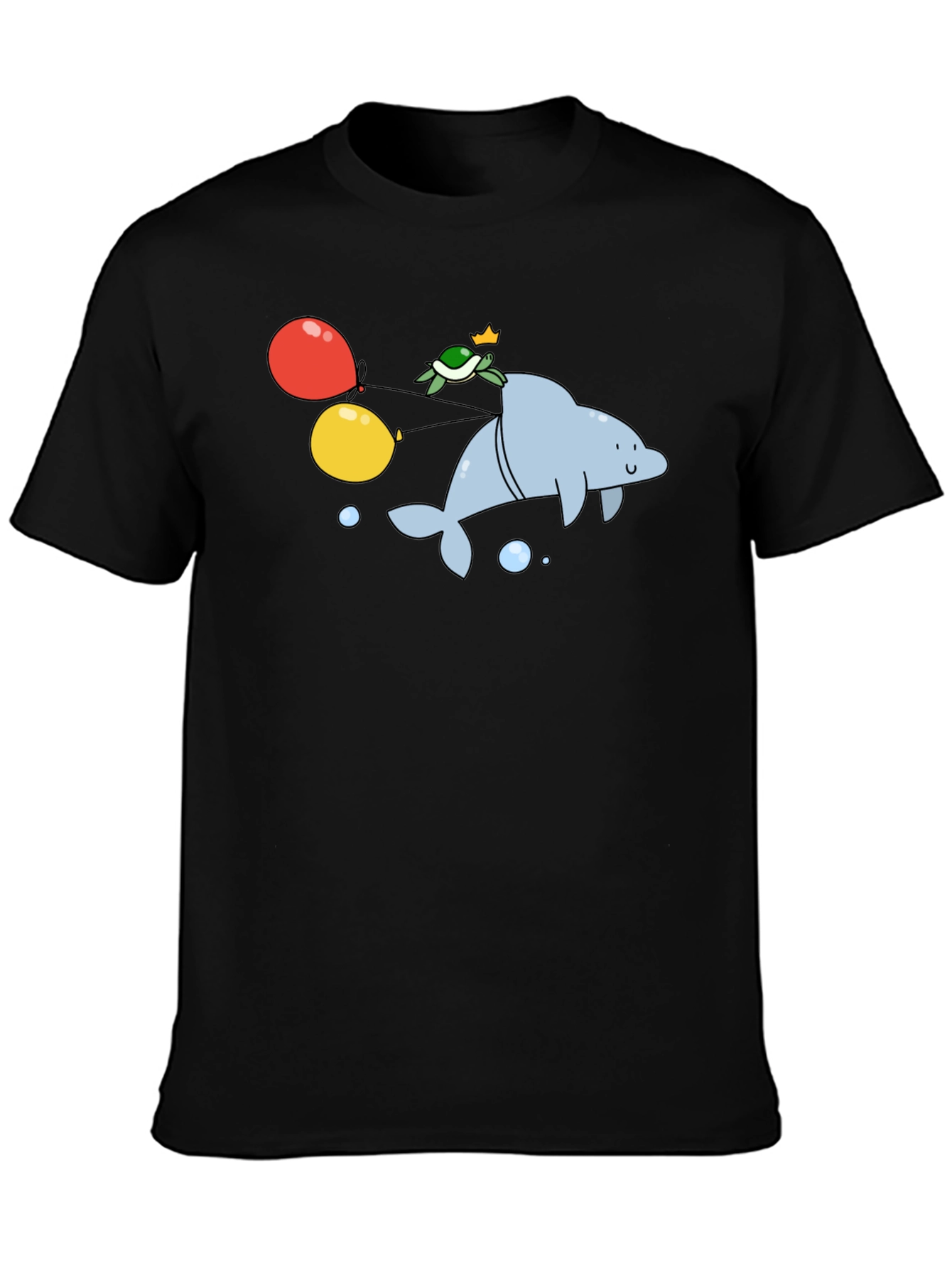Dolphin & Turtle Graphic T-Shirt - Fun Cartoon Print