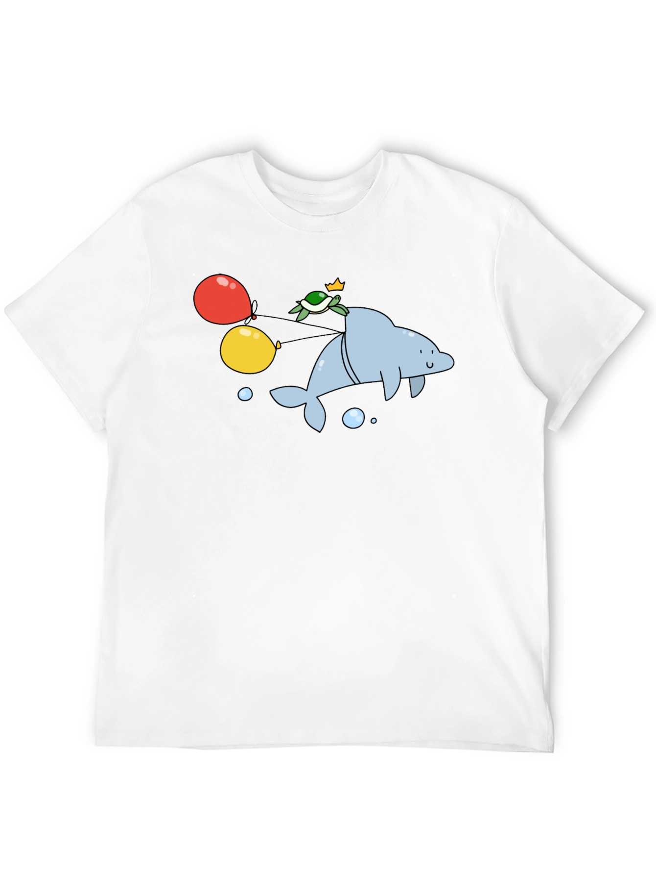 Dolphin & Turtle Graphic T-Shirt - Fun Cartoon Print