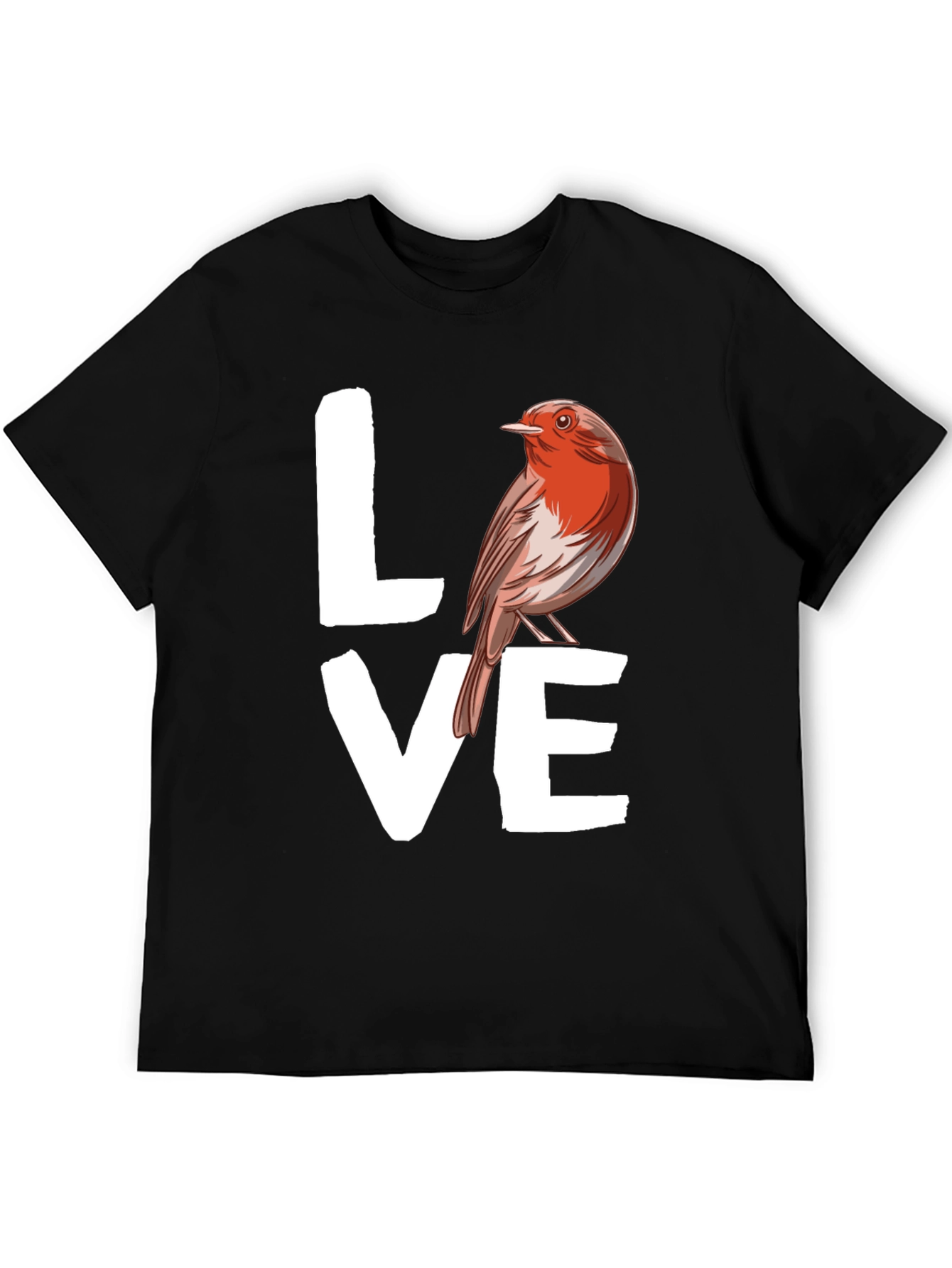 Love Bird Graphic Tee - Black Cotton T-Shirt