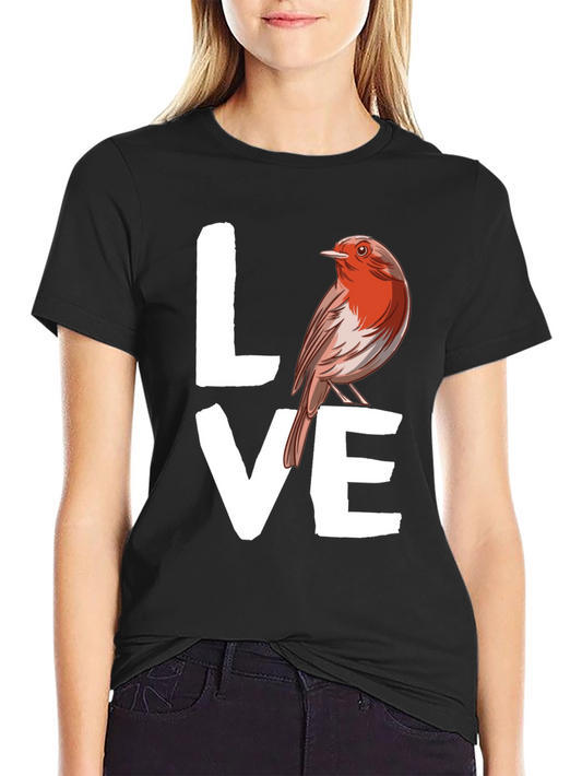 Love Bird Graphic Tee - Black Cotton T-Shirt