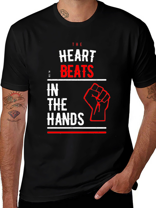 Heart Beats in the Hands Graphic Tee - Bold Statement T-Shirt
