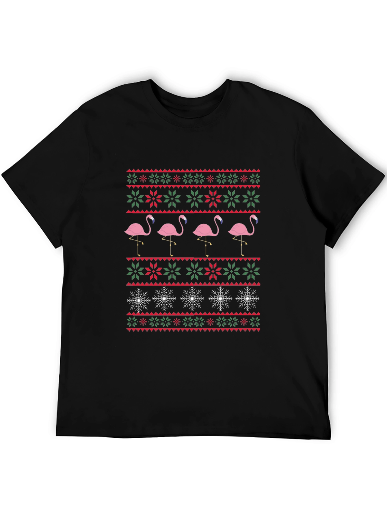 Flamingo Christmas Sweater Pattern T-Shirt