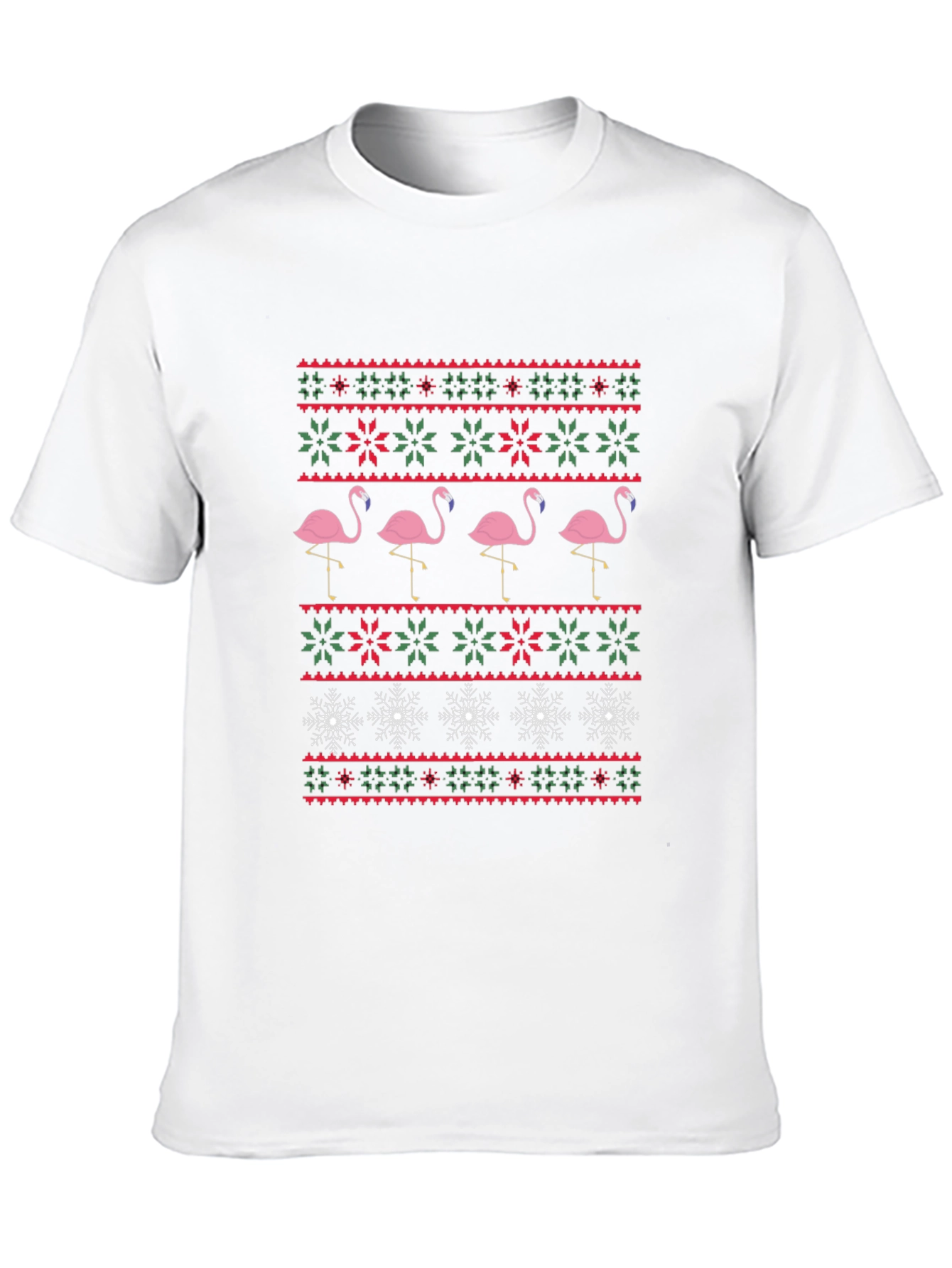 Flamingo Christmas Sweater Pattern T-Shirt