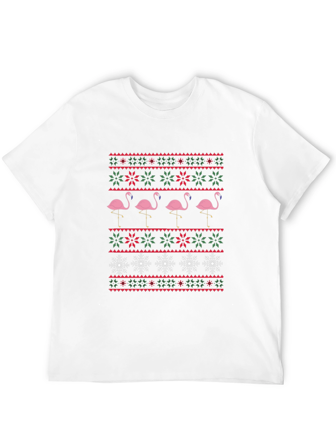 Flamingo Christmas Sweater Pattern T-Shirt