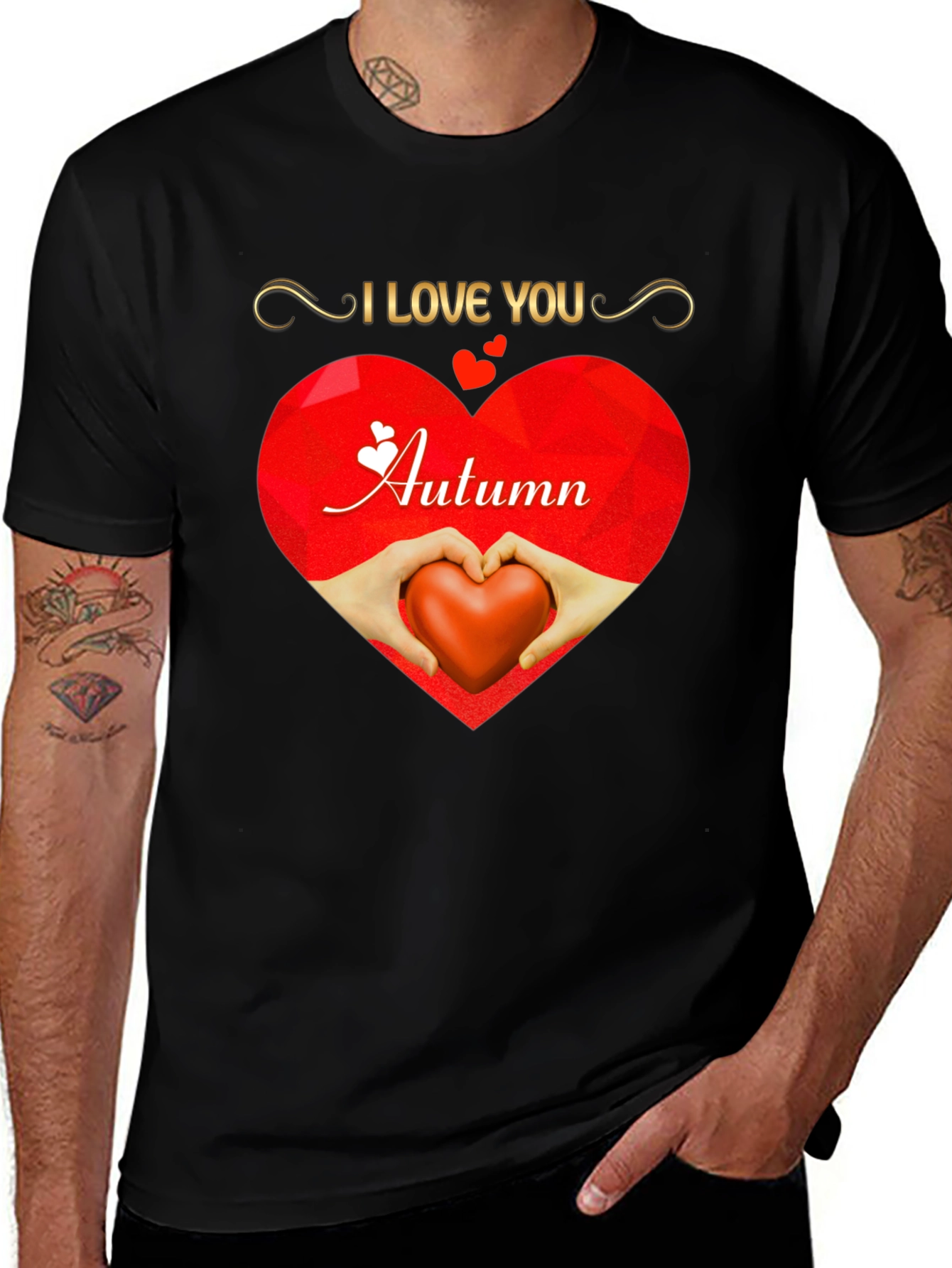 I Love You Autumn Heart Graphic T-Shirt